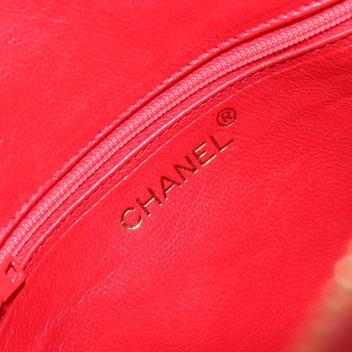 CHANEL Matelasse Chain Shoulder Bag Suede Red Gold CC Auth BA13590A