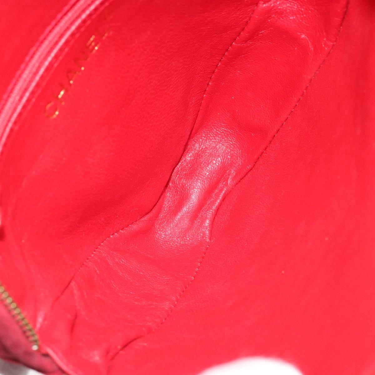 CHANEL Matelasse Chain Shoulder Bag Suede Red Gold CC Auth BA13590A