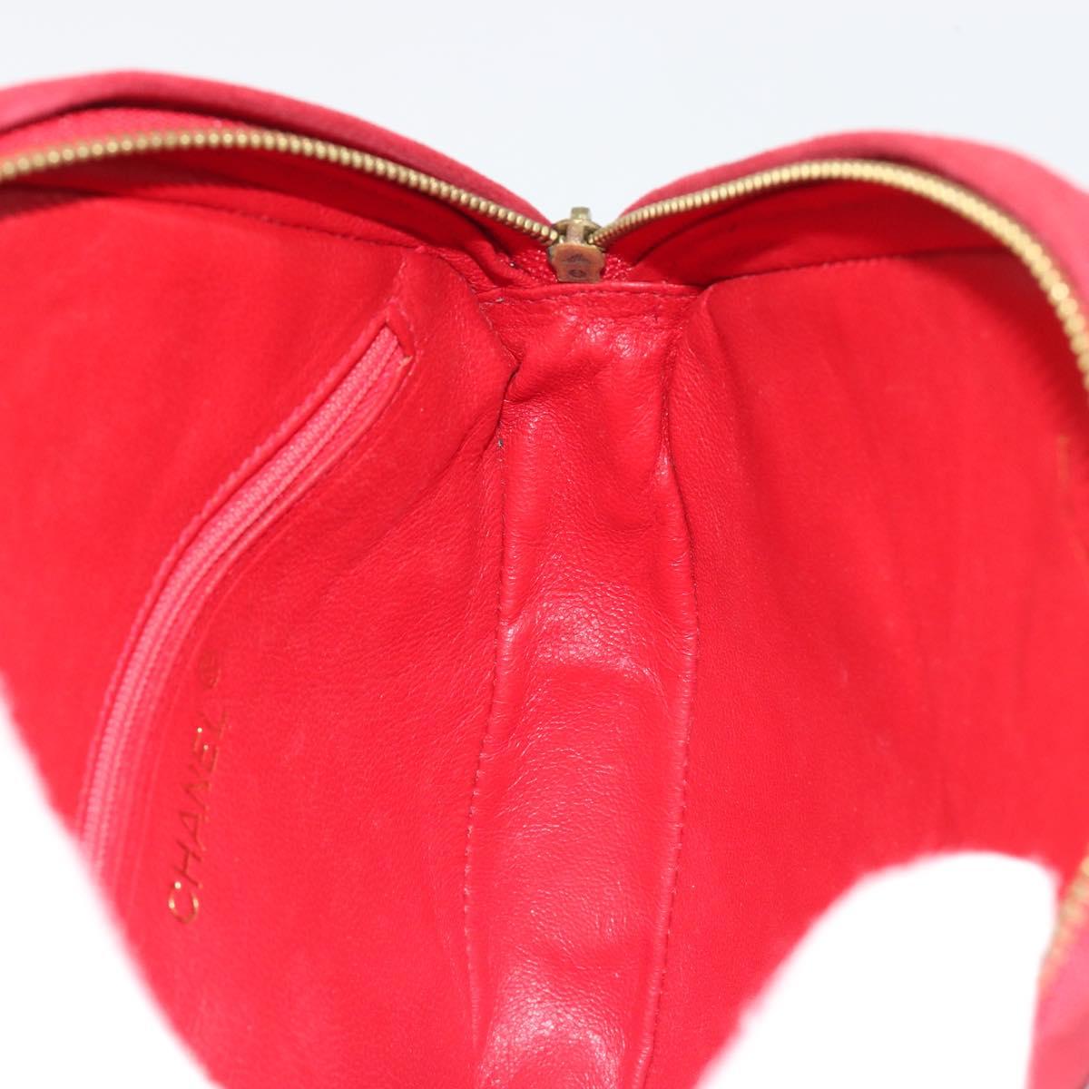 CHANEL Matelasse Chain Shoulder Bag Suede Red Gold CC Auth BA13590A