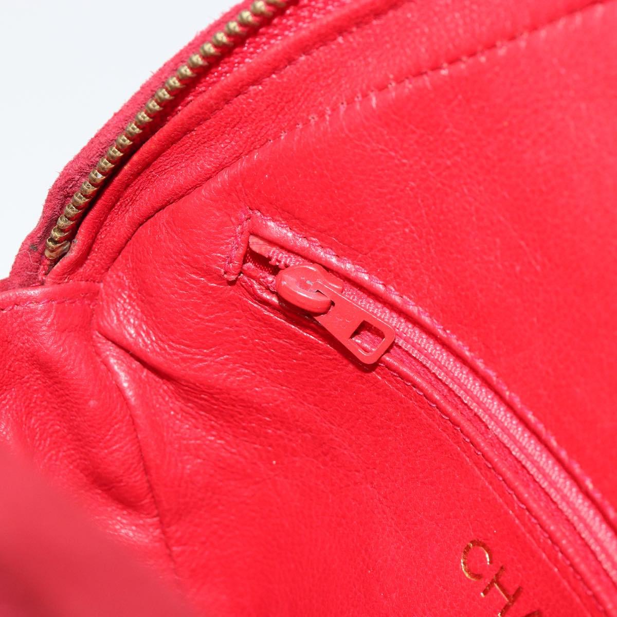 CHANEL Matelasse Chain Shoulder Bag Suede Red Gold CC Auth BA13590A