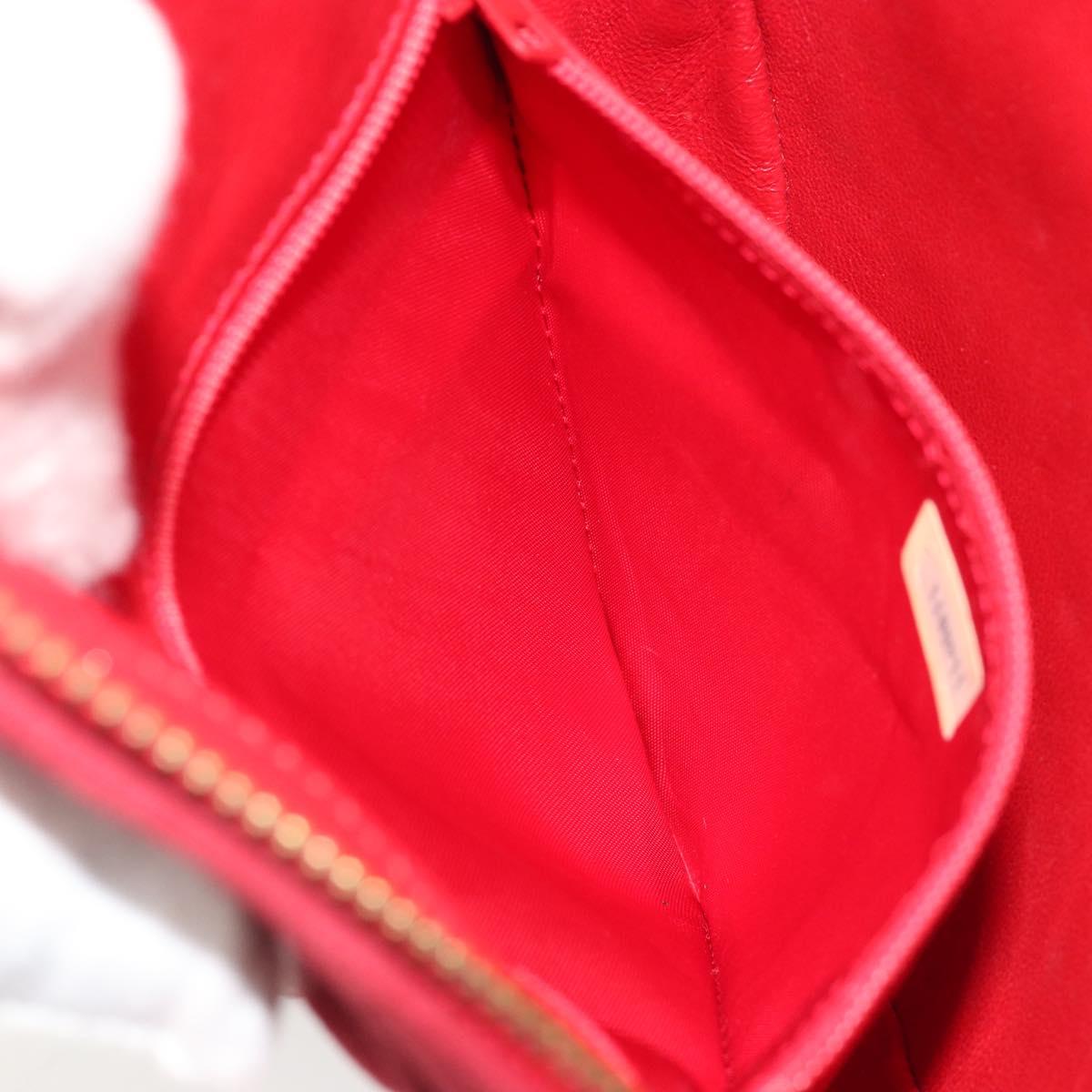CHANEL Matelasse Chain Shoulder Bag Suede Red Gold CC Auth BA13590A