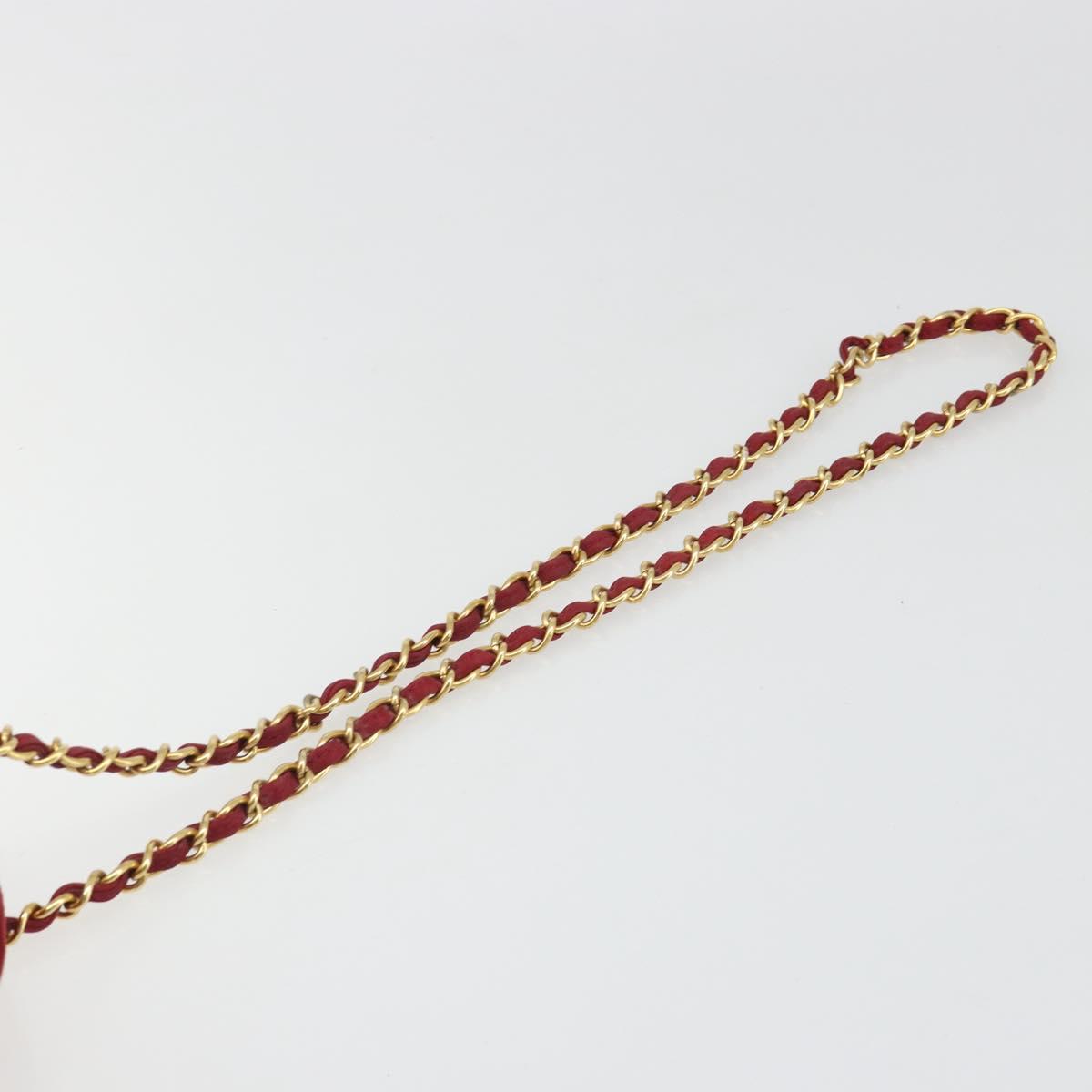 CHANEL Matelasse Chain Shoulder Bag Suede Red Gold CC Auth BA13590A