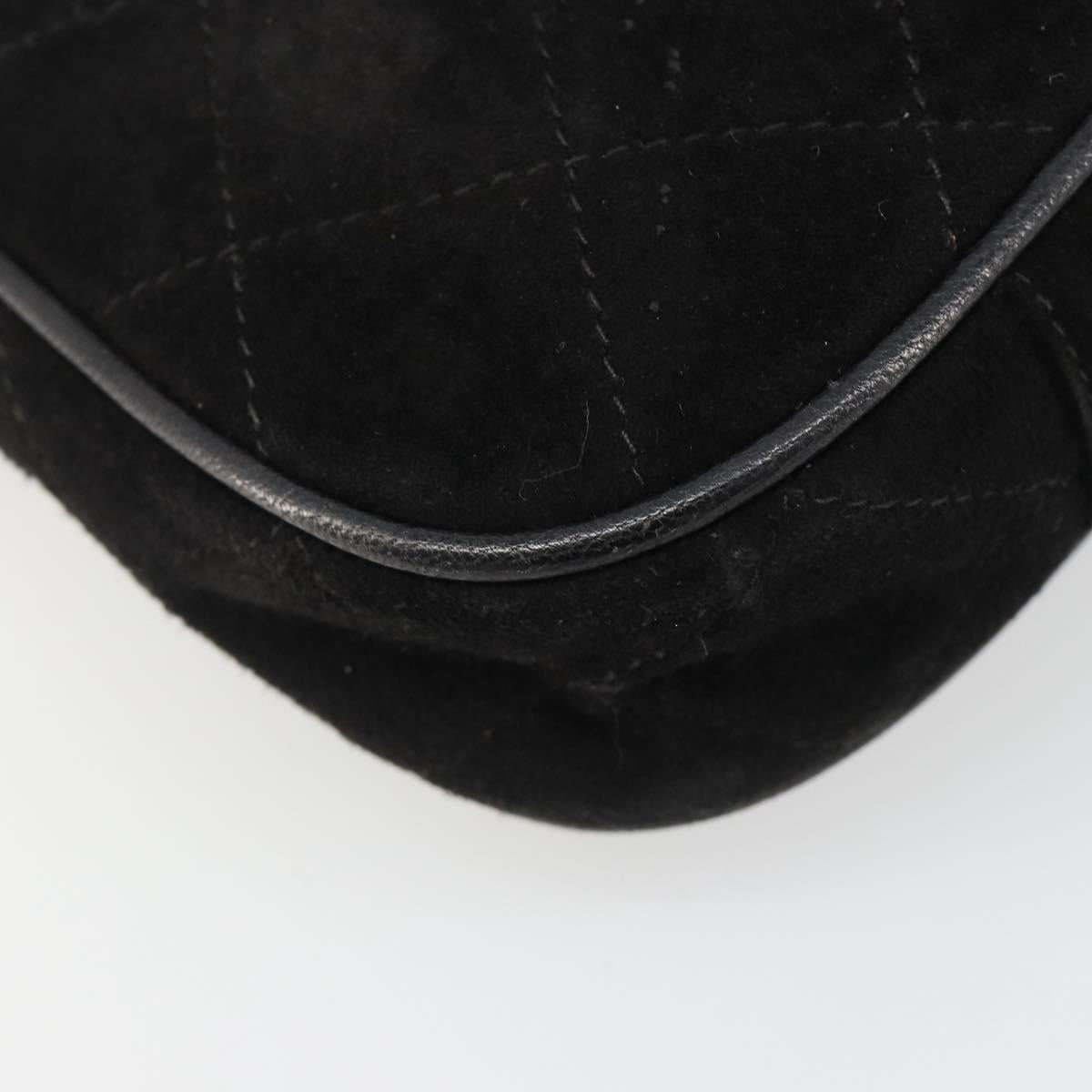 CHANEL Matelasse Chain Hand Bag Suede Black Gold CC Auth BA13591