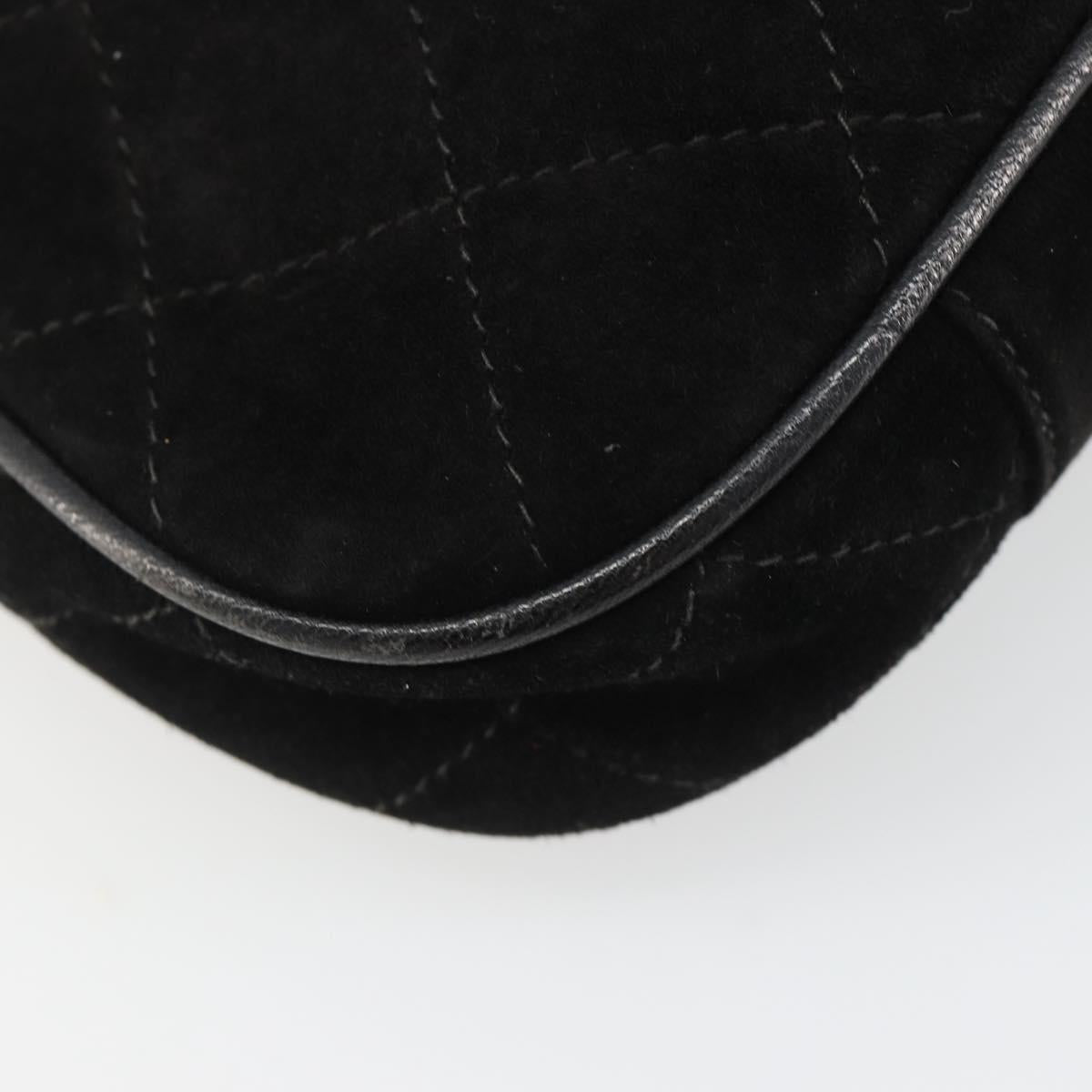 CHANEL Matelasse Chain Hand Bag Suede Black Gold CC Auth BA13591