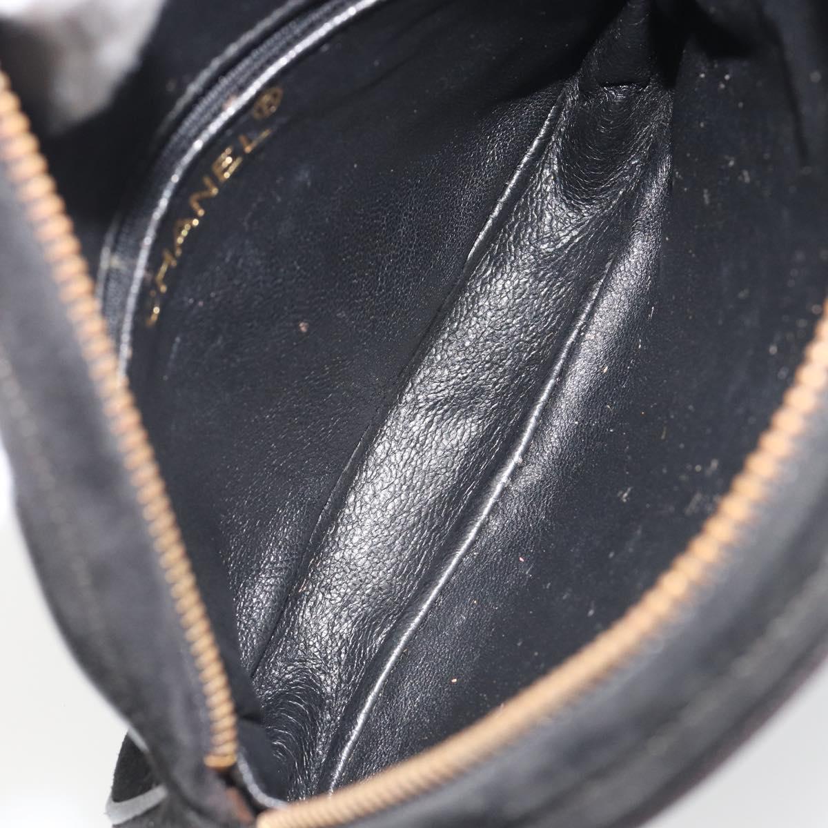 CHANEL Matelasse Chain Hand Bag Suede Black Gold CC Auth BA13591