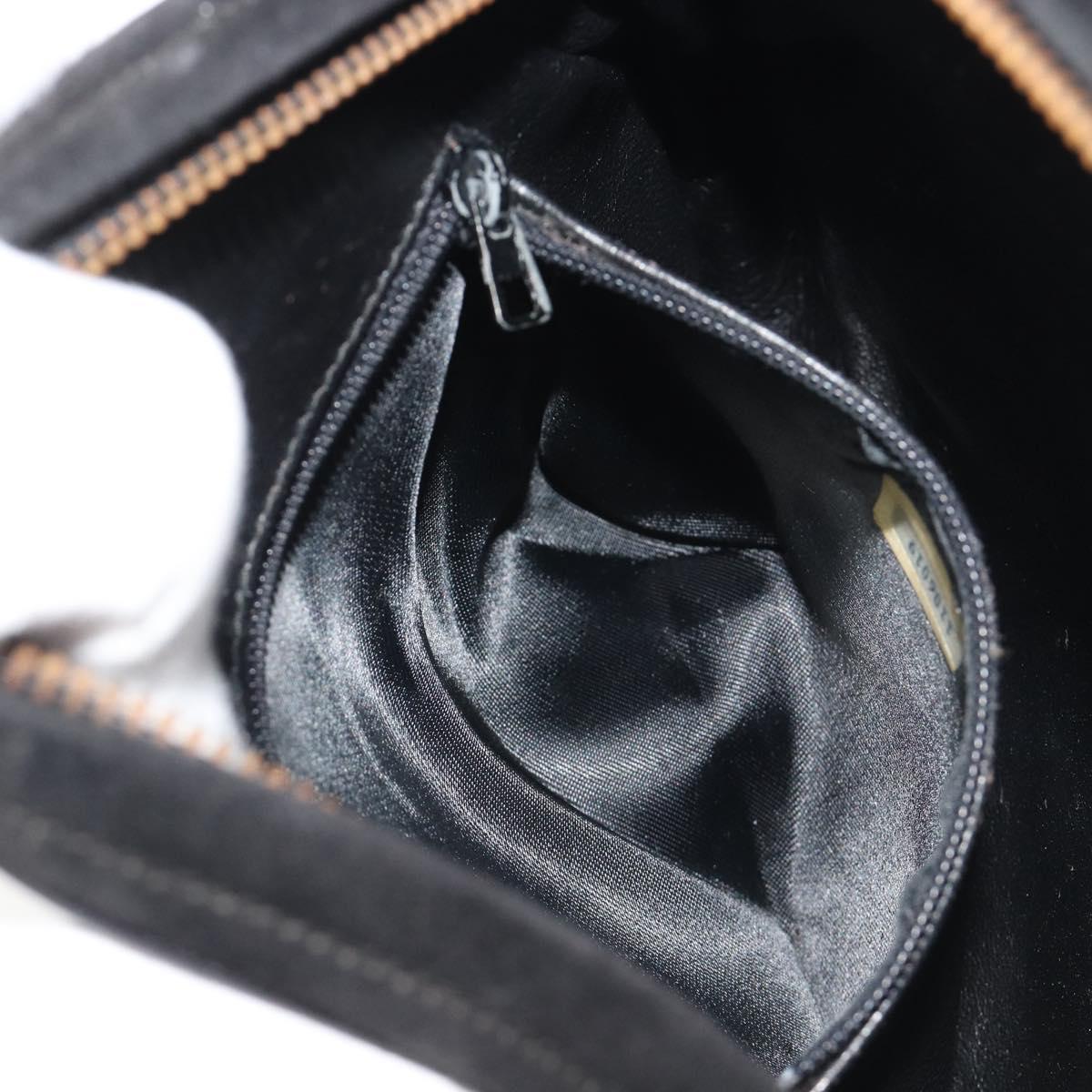 CHANEL Matelasse Chain Hand Bag Suede Black Gold CC Auth BA13591