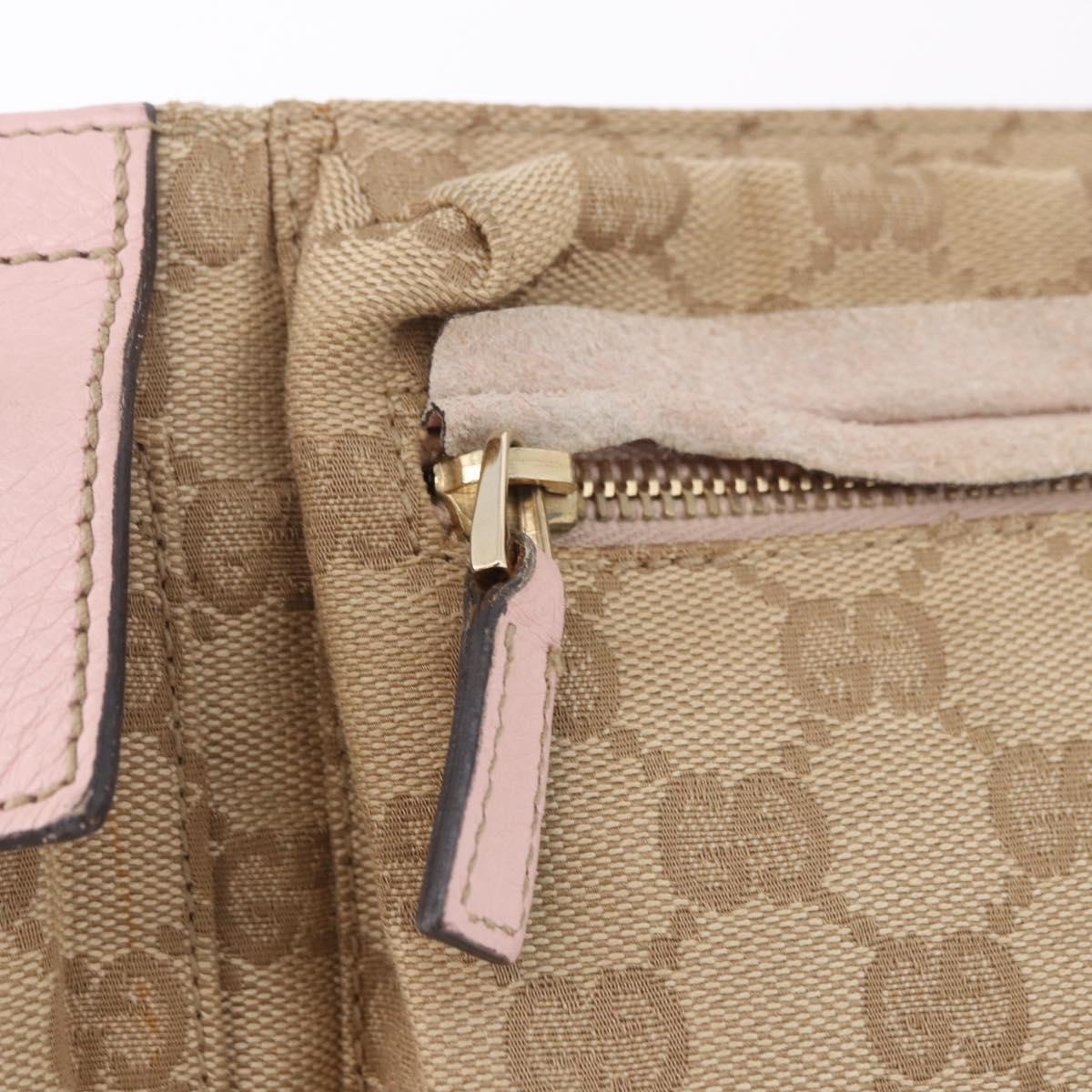 GUCCI GG Canvas Waist Bag Beige Gold 28566 Auth BA13592A