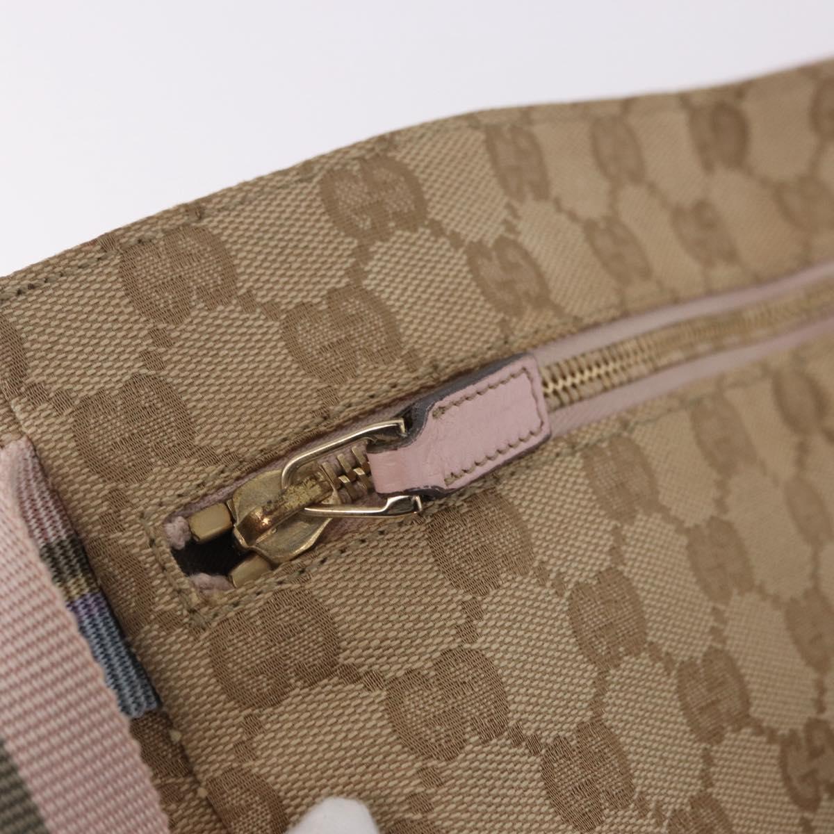 GUCCI GG Canvas Waist Bag Beige Gold 28566 Auth BA13592A