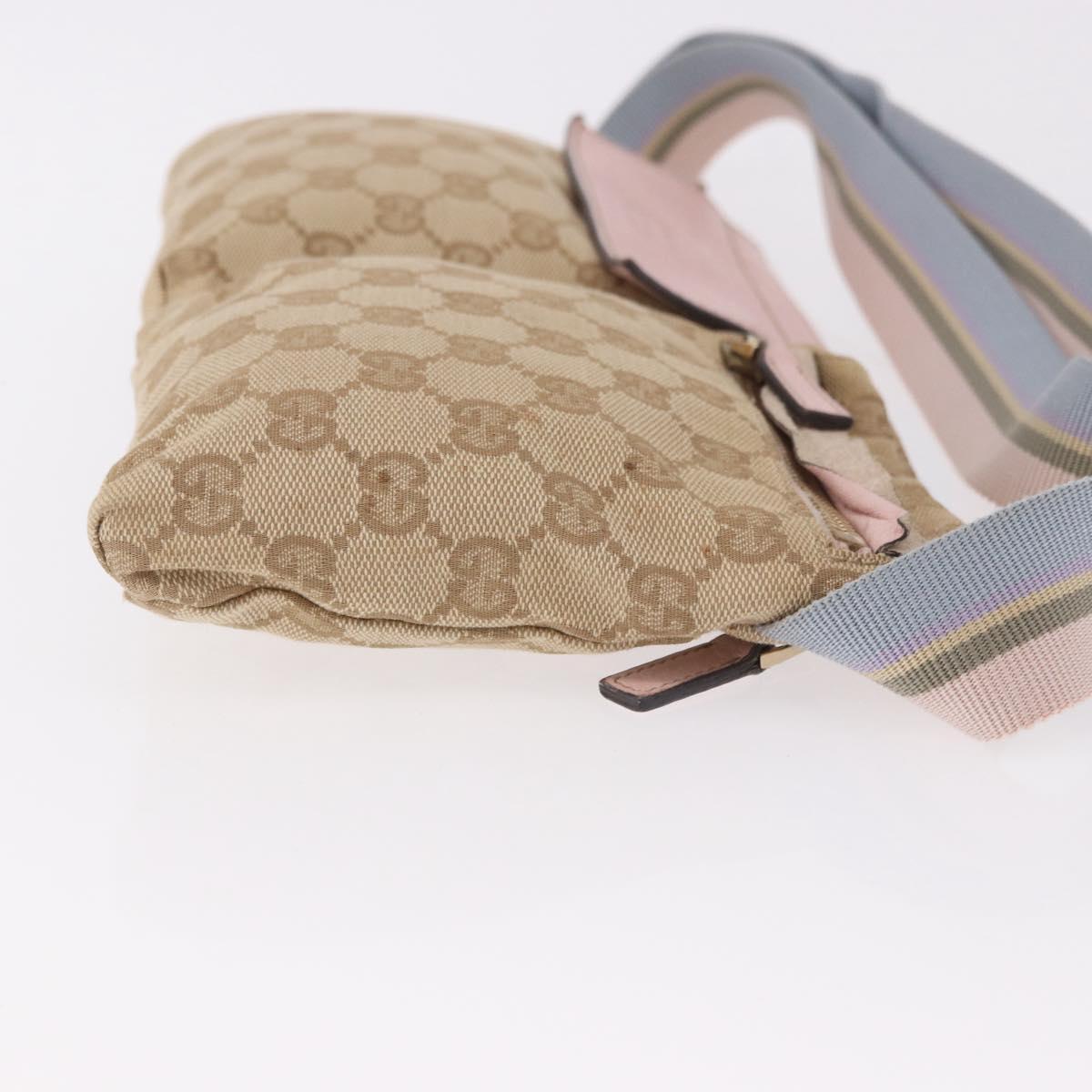 GUCCI GG Canvas Waist Bag Beige Gold 28566 Auth BA13592A