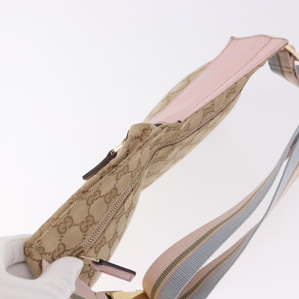 GUCCI GG Canvas Waist Bag Beige Gold 28566 Auth BA13592A