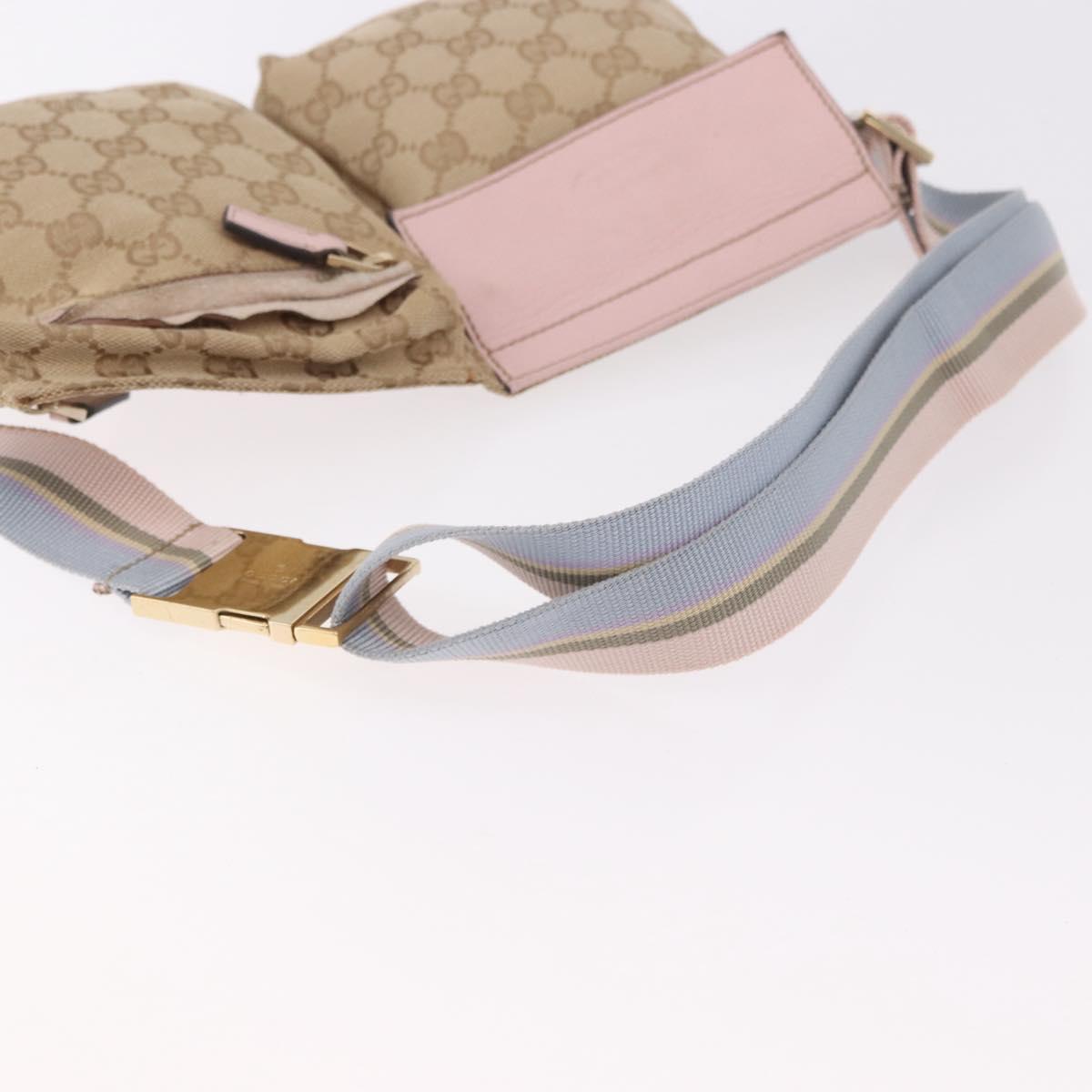 GUCCI GG Canvas Waist Bag Beige Gold 28566 Auth BA13592A