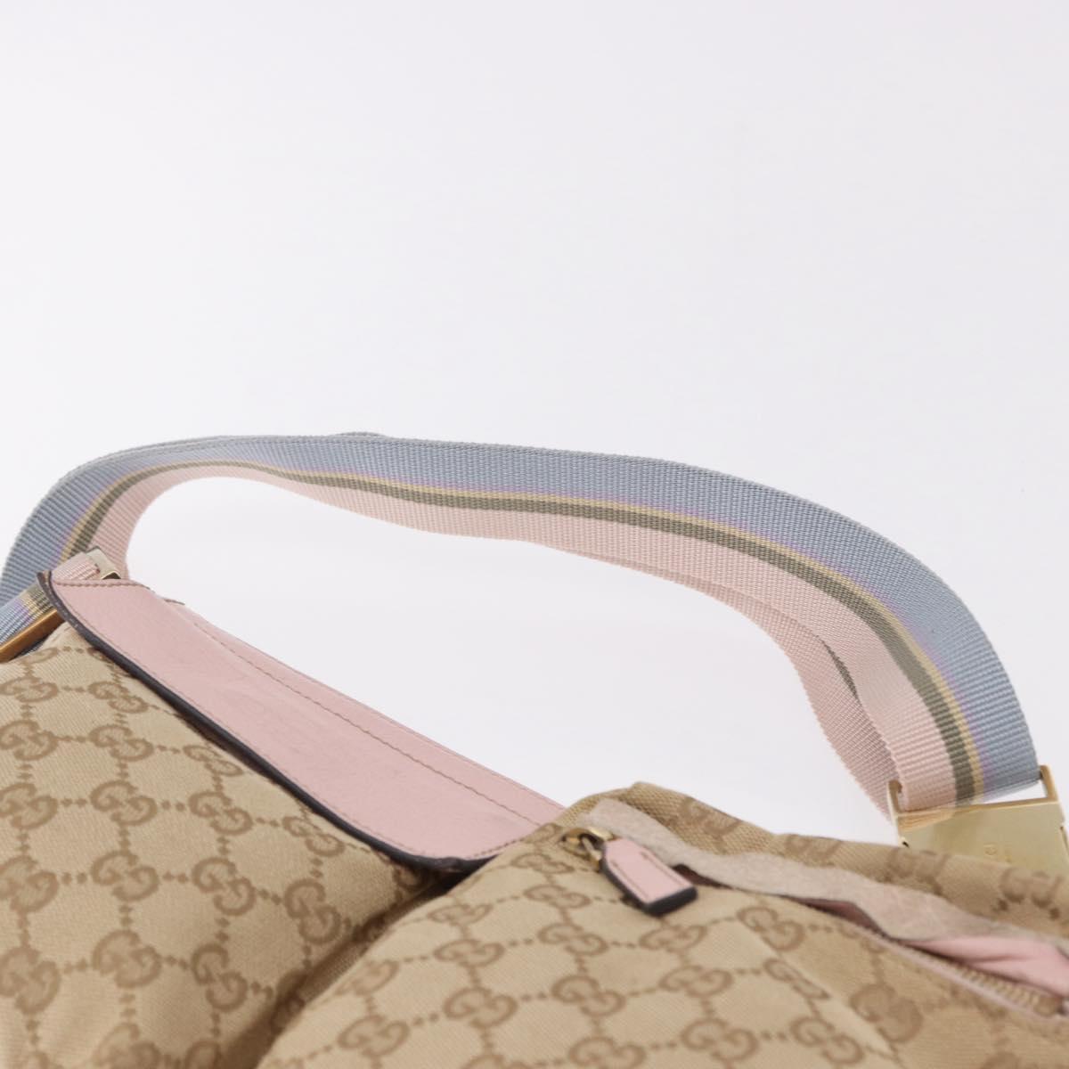 GUCCI GG Canvas Waist Bag Beige Gold 28566 Auth BA13592A