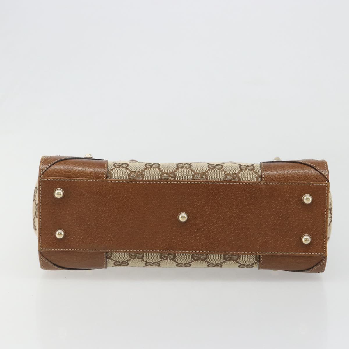 GUCCI GG Canvas Hand Bag Beige Gold 120895 Auth BA13596