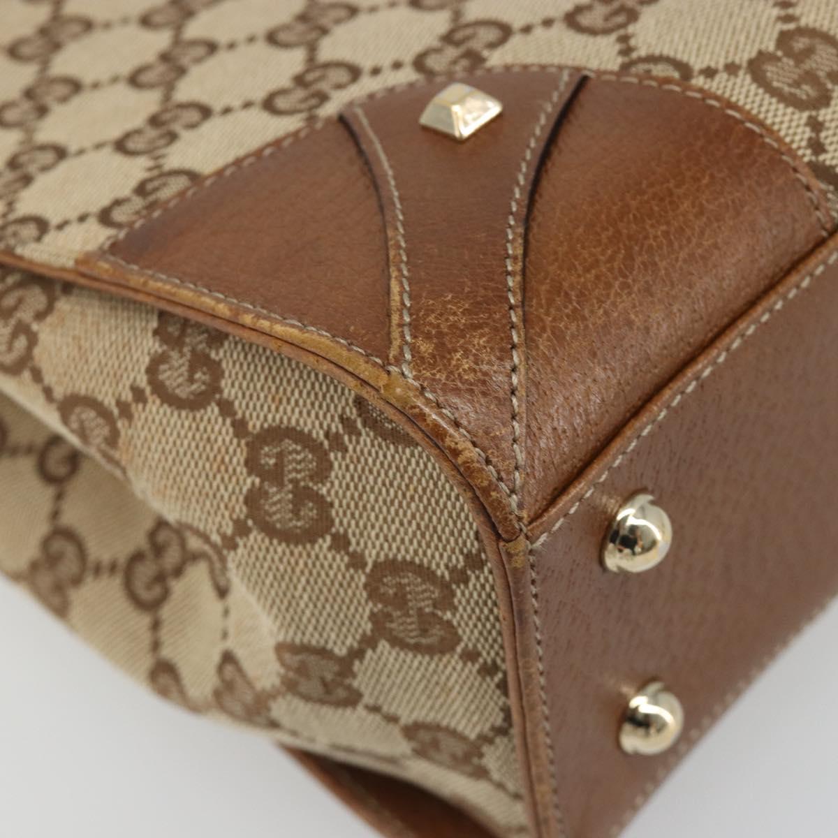 GUCCI GG Canvas Hand Bag Beige Gold 120895 Auth BA13596