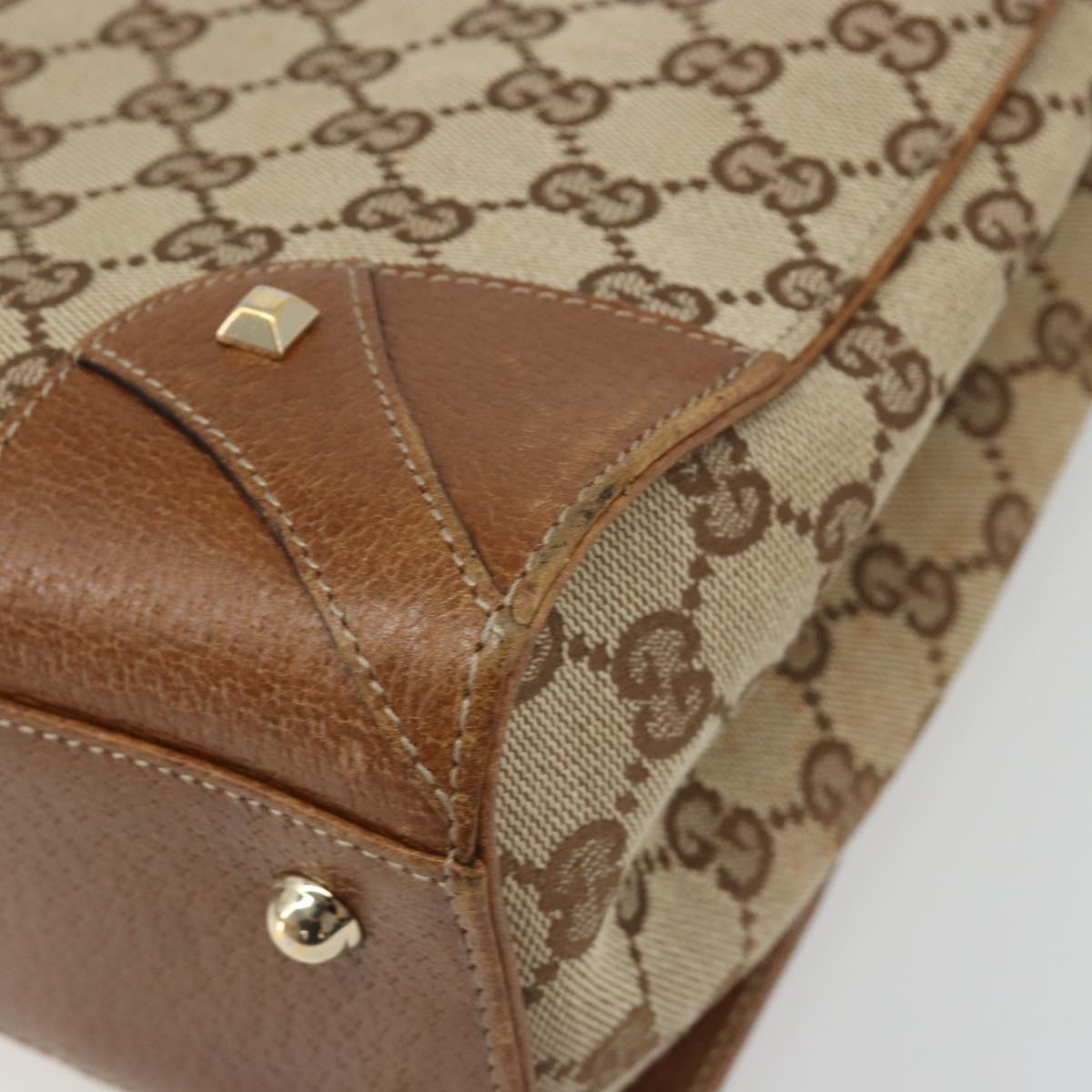 GUCCI GG Canvas Hand Bag Beige Gold 120895 Auth BA13596