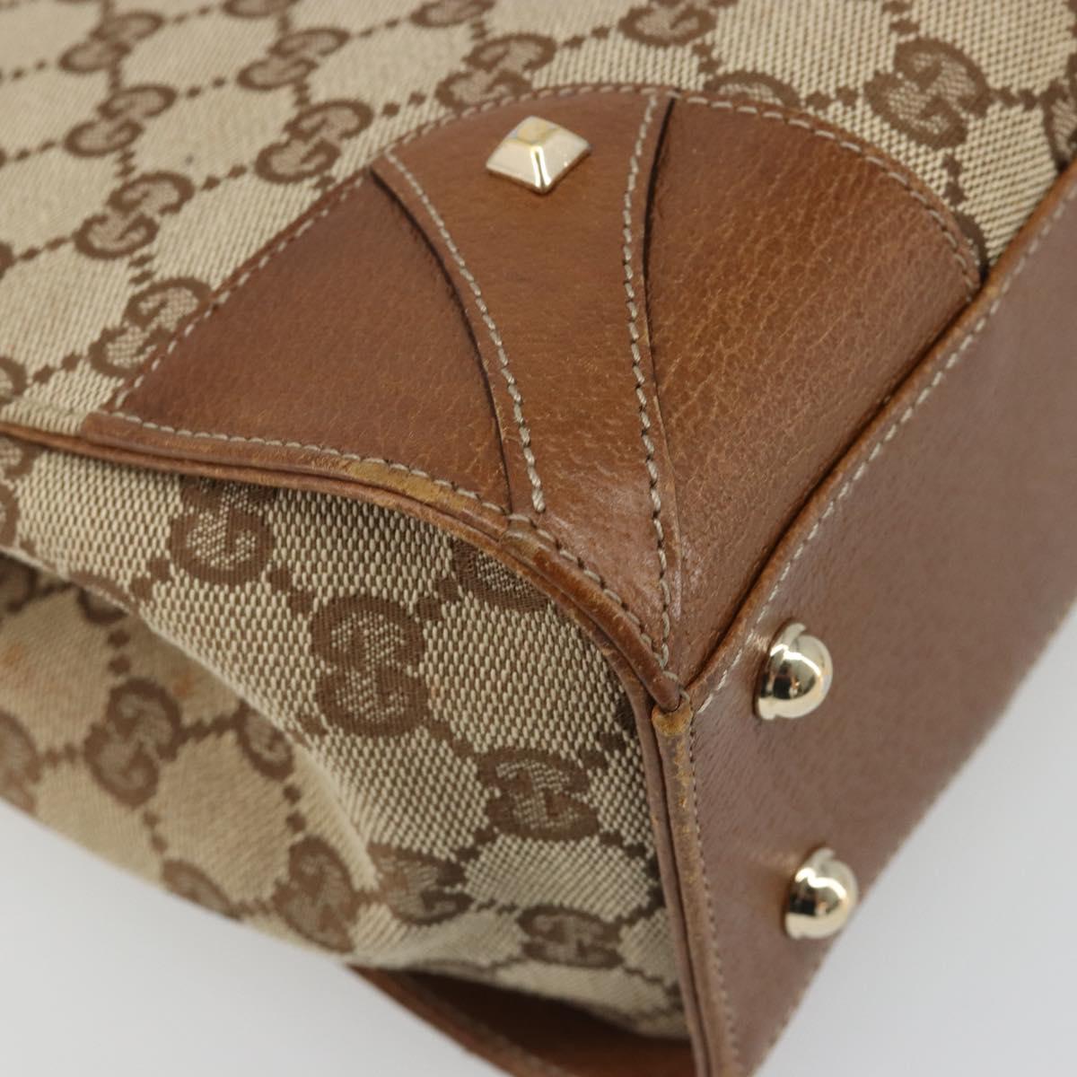 GUCCI GG Canvas Hand Bag Beige Gold 120895 Auth BA13596