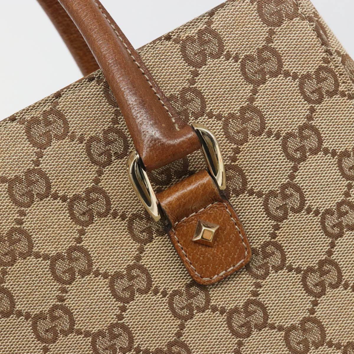 GUCCI GG Canvas Hand Bag Beige Gold 120895 Auth BA13596