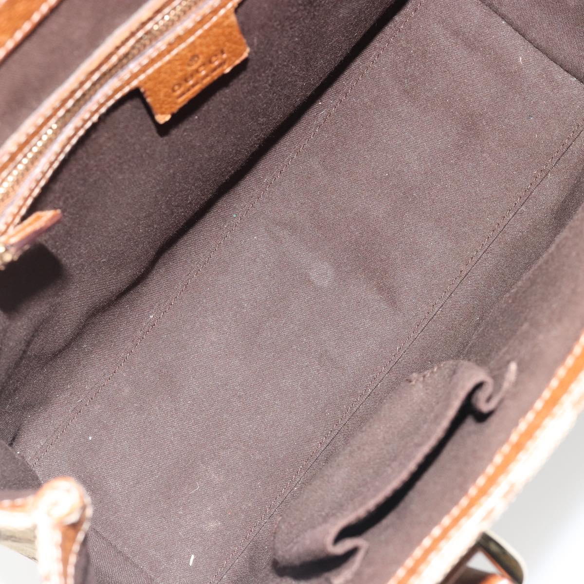 GUCCI GG Canvas Hand Bag Beige Gold 120895 Auth BA13596