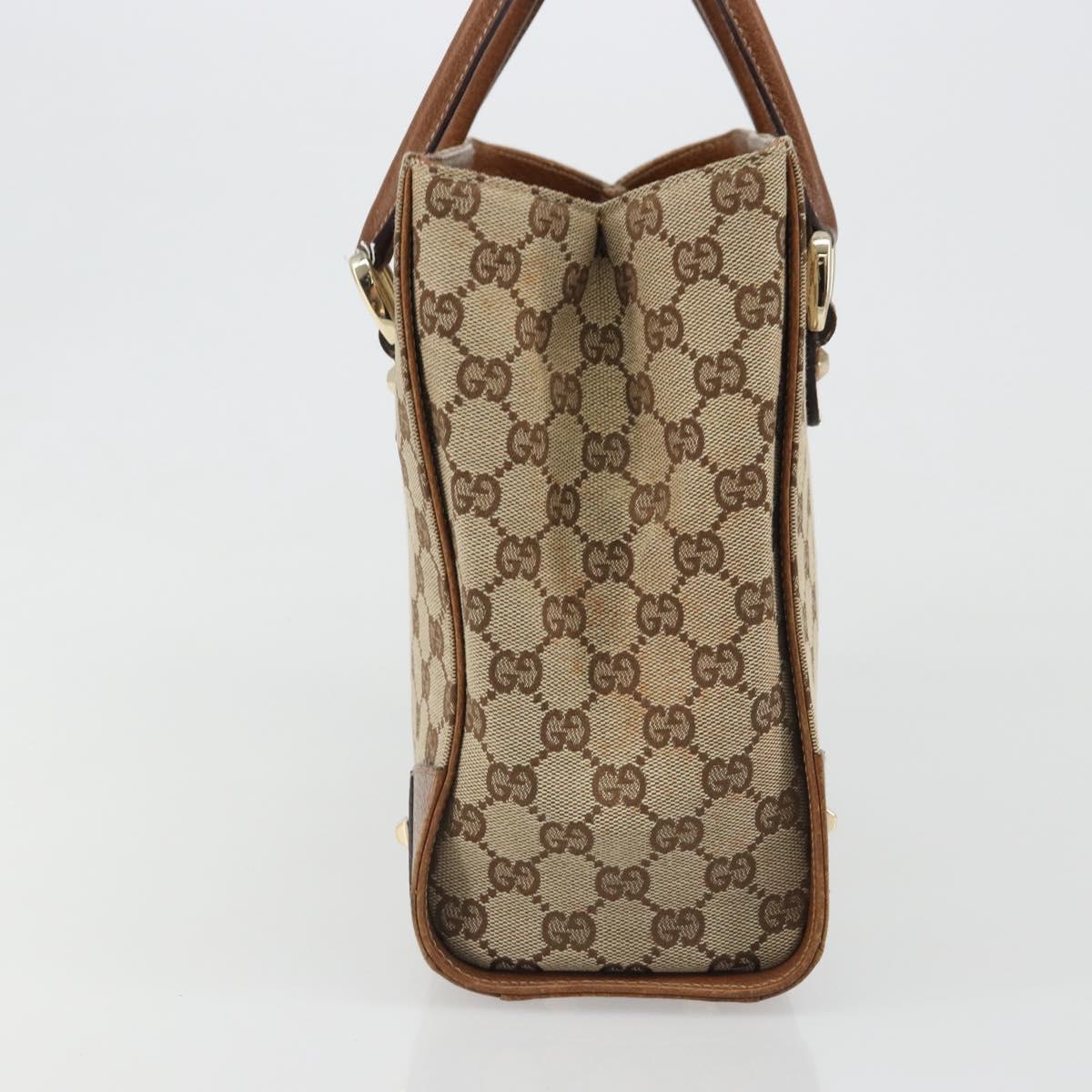 GUCCI GG Canvas Hand Bag Beige Gold 120895 Auth BA13596