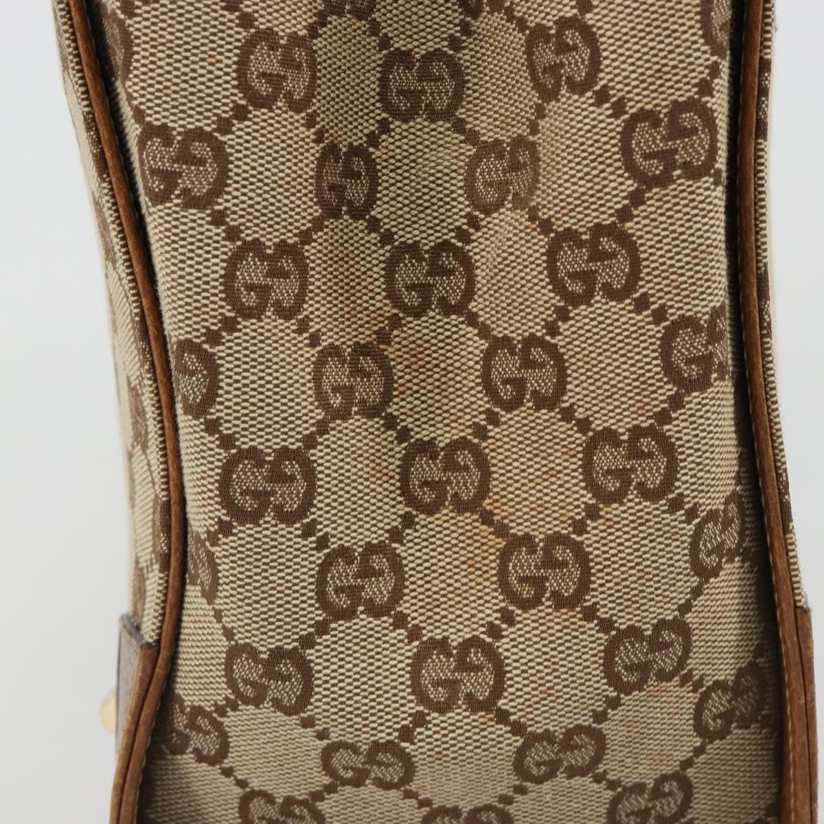 GUCCI GG Canvas Hand Bag Beige Gold 120895 Auth BA13596