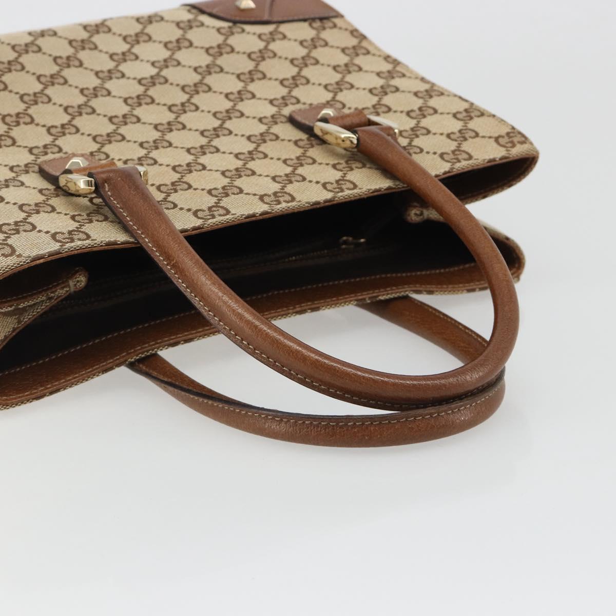 GUCCI GG Canvas Hand Bag Beige Gold 120895 Auth BA13596