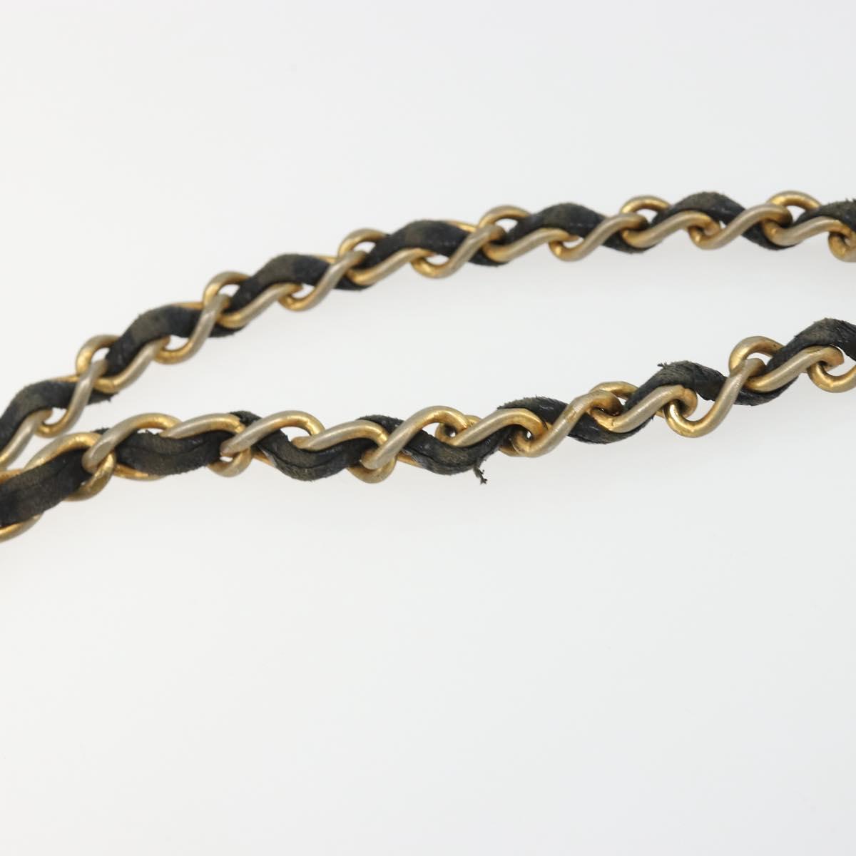 CHANEL Chain Tote Bag Lamb Skin Black Gold CC Auth BA13601