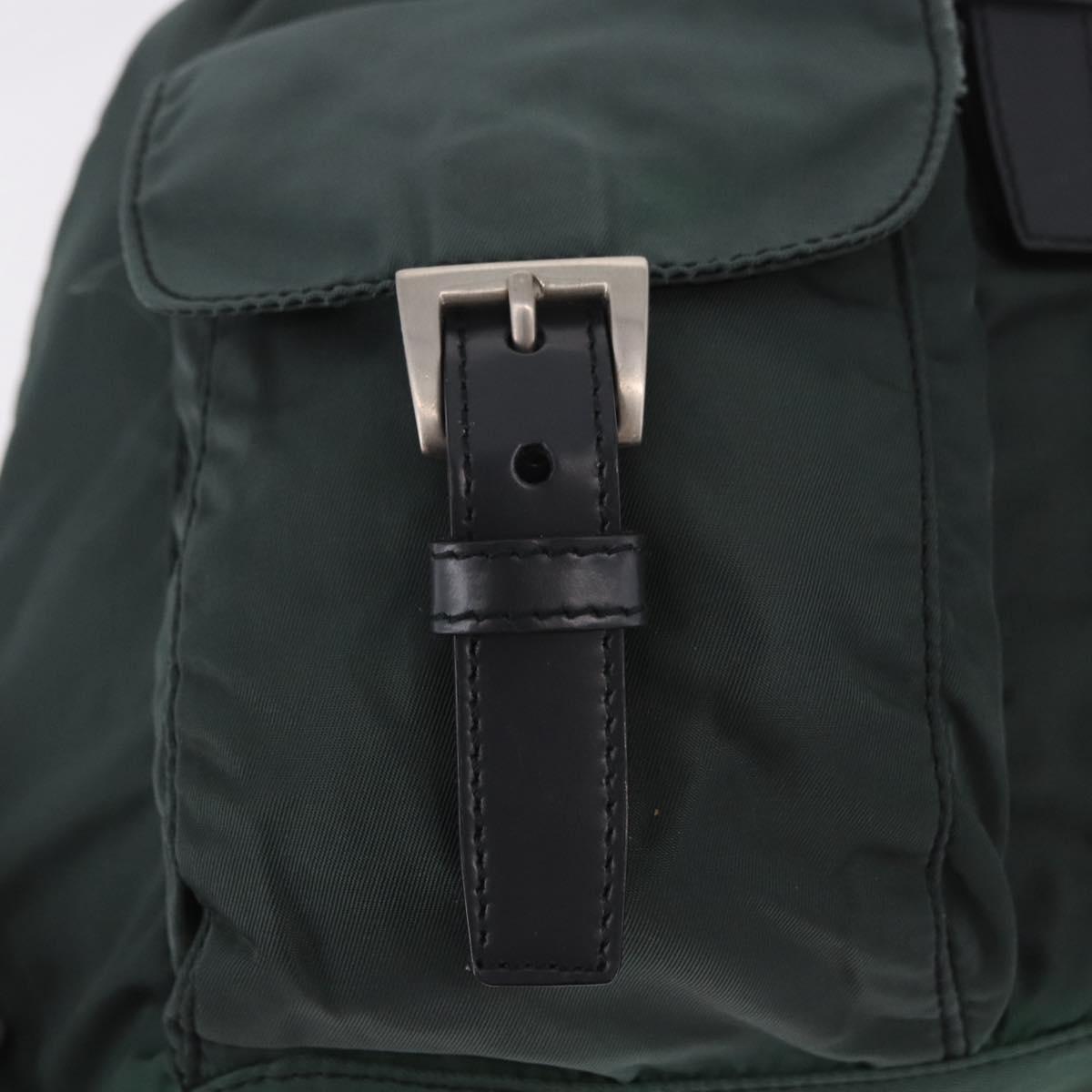 PRADA Backpack Nylon Green Silver Auth BA13603A
