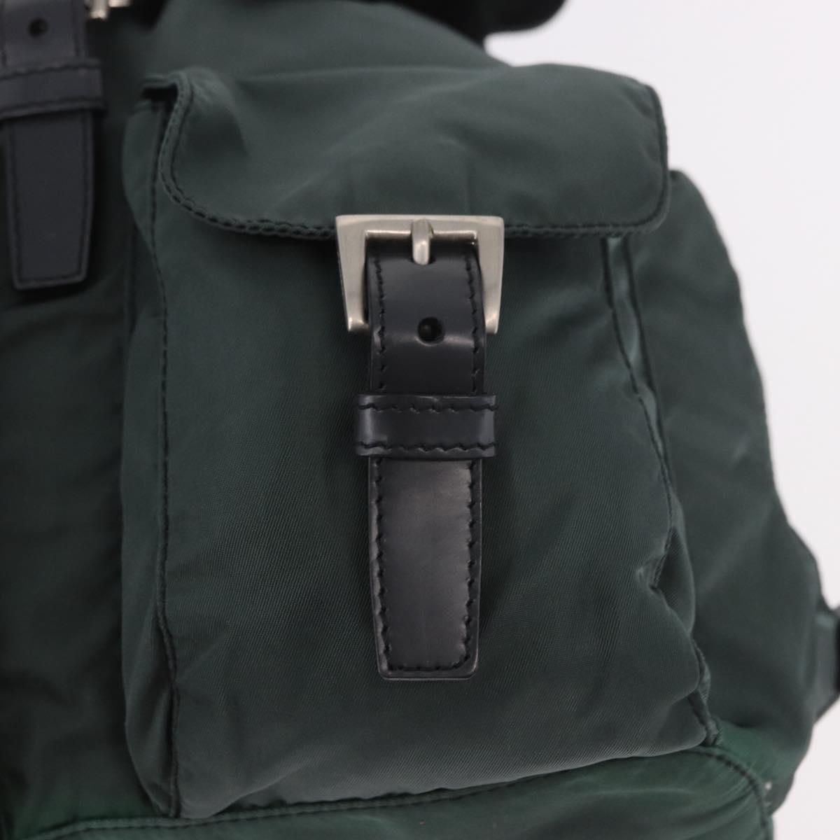 PRADA Backpack Nylon Green Silver Auth BA13603A