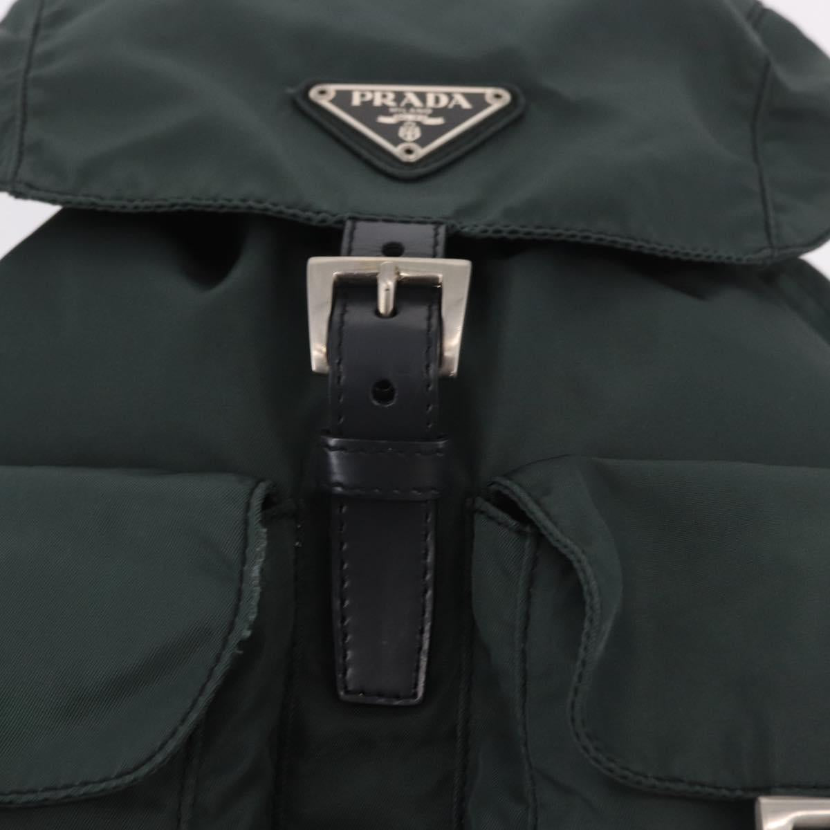 PRADA Backpack Nylon Green Silver Auth BA13603A