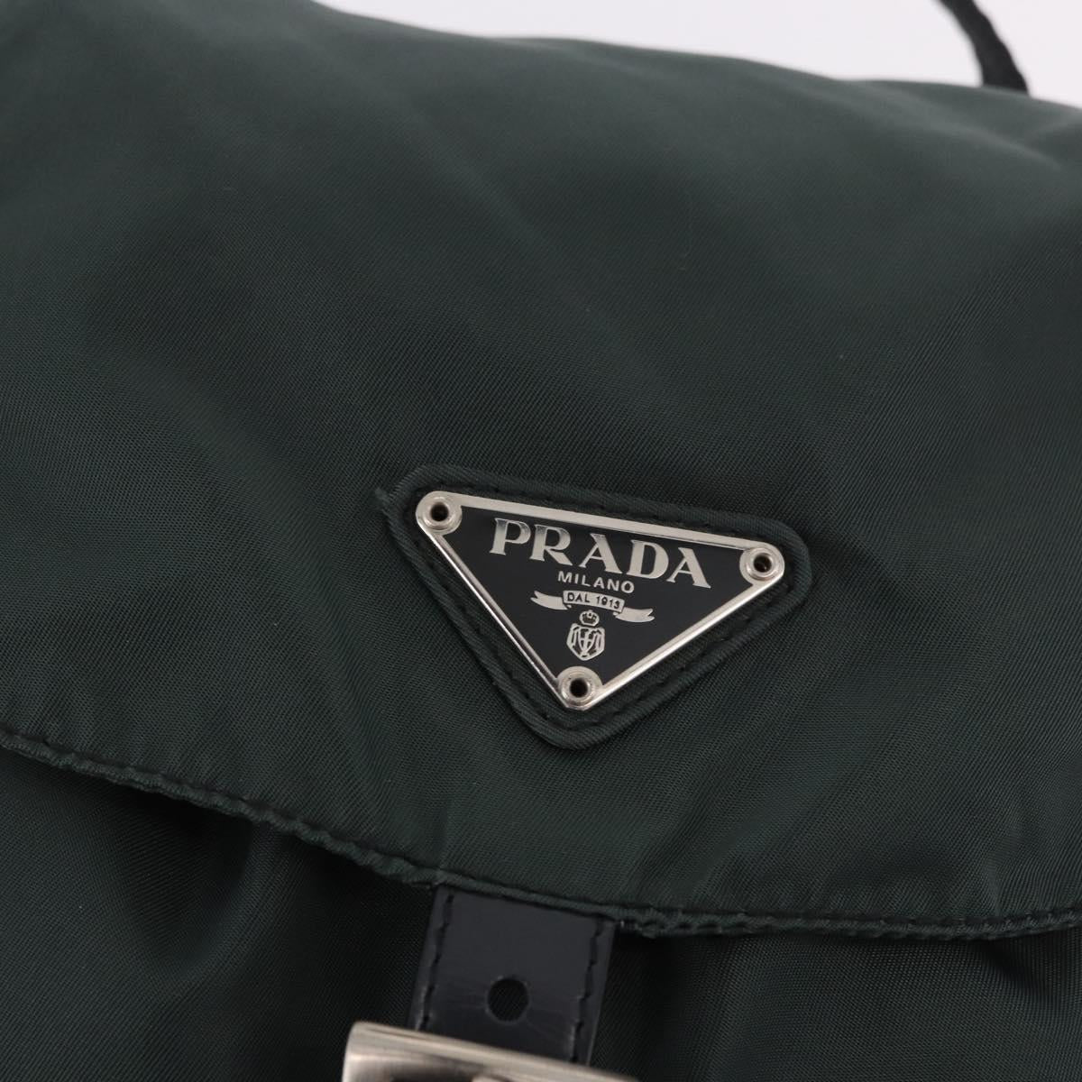 PRADA Backpack Nylon Green Silver Auth BA13603A