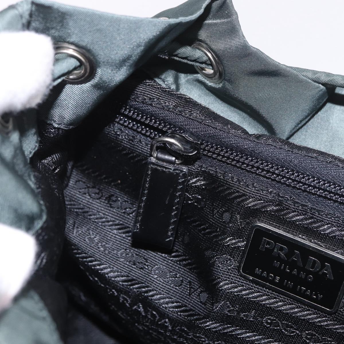 PRADA Backpack Nylon Green Silver Auth BA13603A