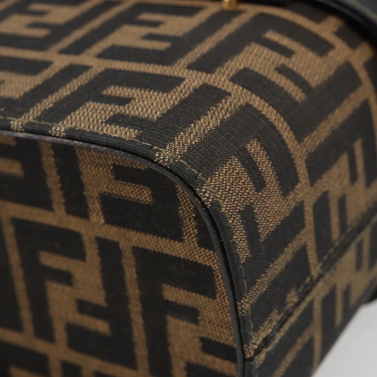 FENDI Zucca Canvas Hand Bag 2way Black Brown Auth BA13604A