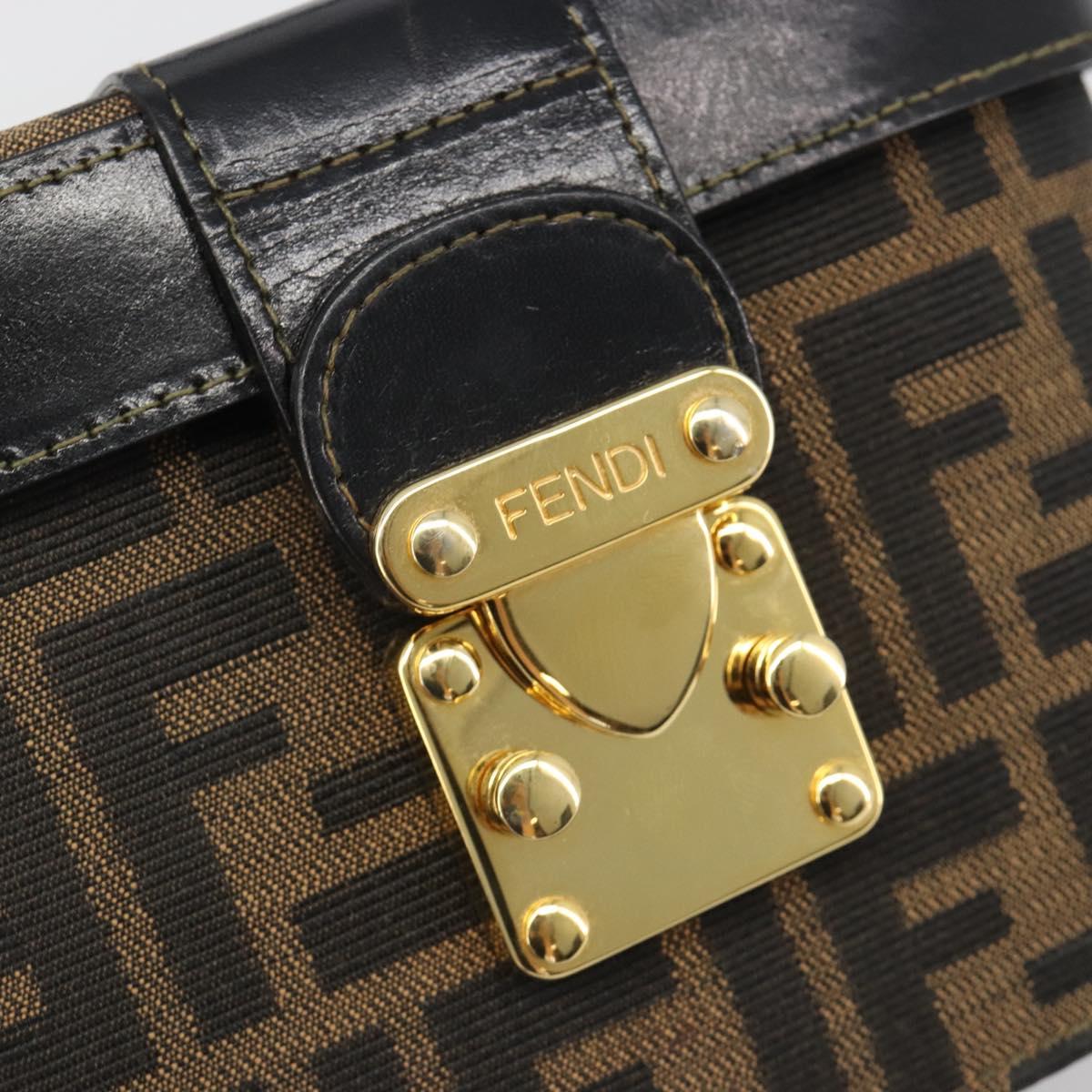 FENDI Zucca Canvas Hand Bag 2way Black Brown Auth BA13604A