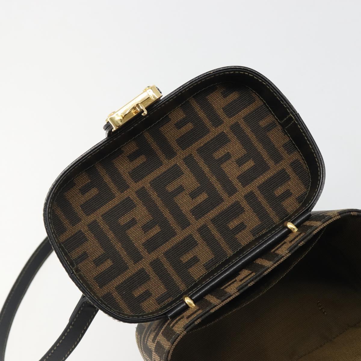 FENDI Zucca Canvas Hand Bag 2way Black Brown Auth BA13604A