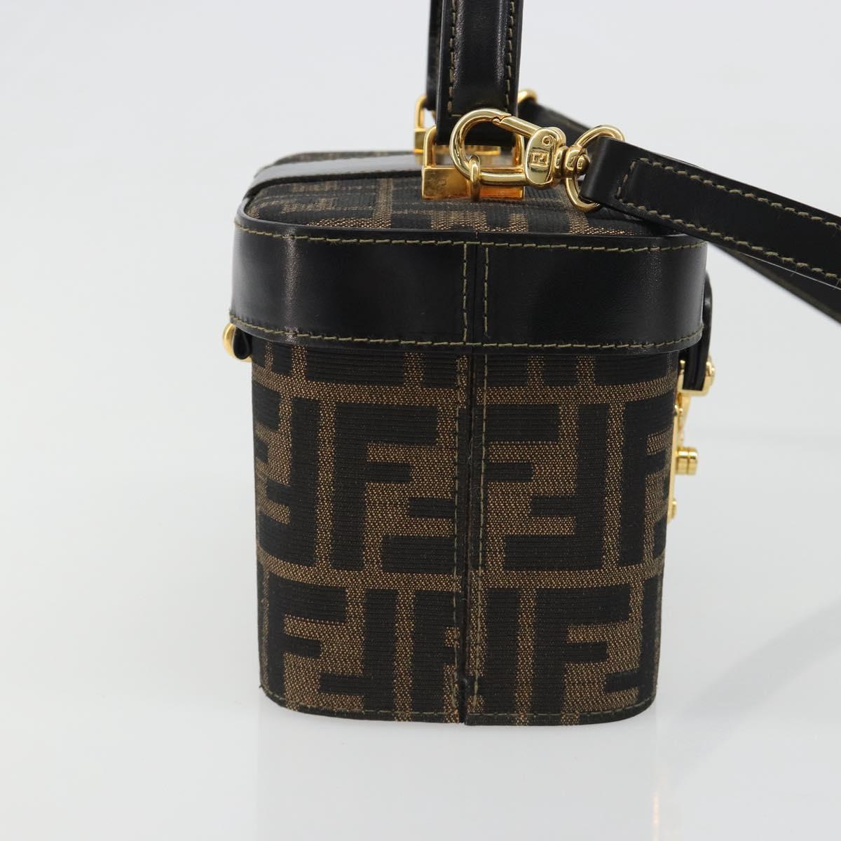 FENDI Zucca Canvas Hand Bag 2way Black Brown Auth BA13604A