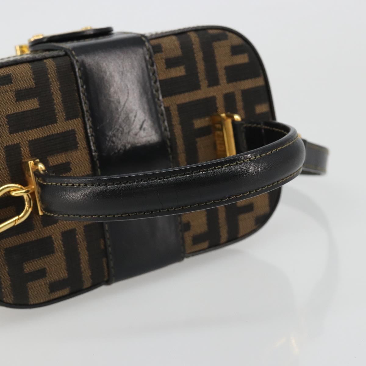 FENDI Zucca Canvas Hand Bag 2way Black Brown Auth BA13604A