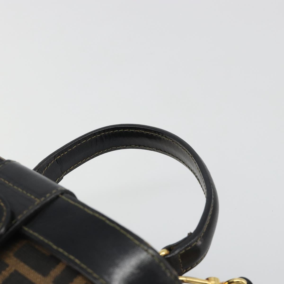 FENDI Zucca Canvas Hand Bag 2way Black Brown Auth BA13604A