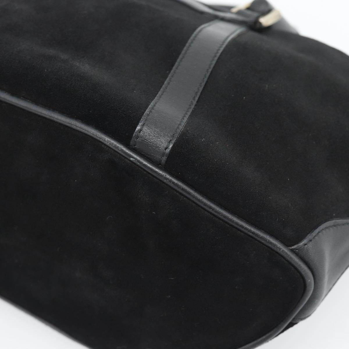 GUCCI Bamboo Hand Bag Suede Black Silver 002 1084 200047 Auth BA13607V