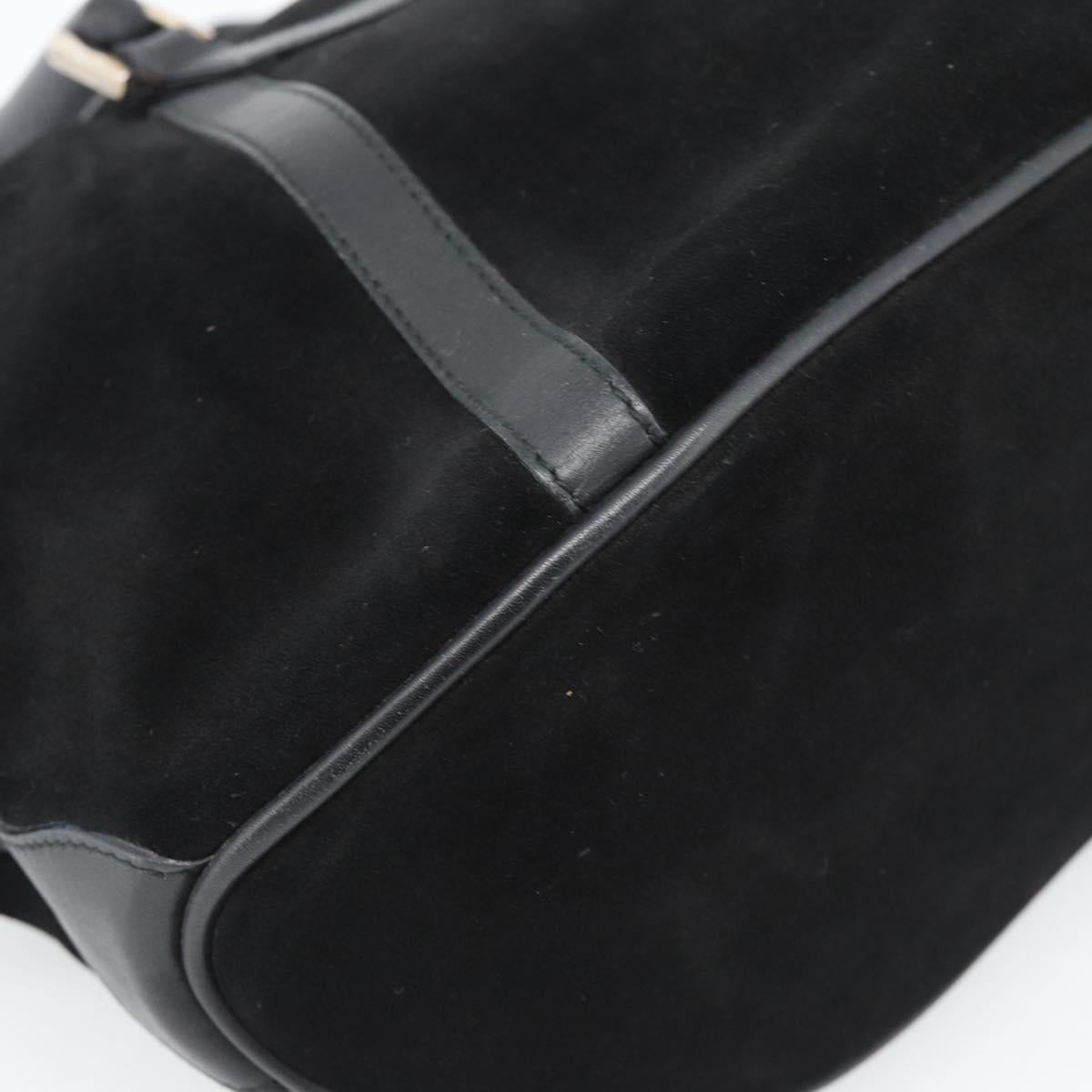 GUCCI Bamboo Hand Bag Suede Black Silver 002 1084 200047 Auth BA13607V