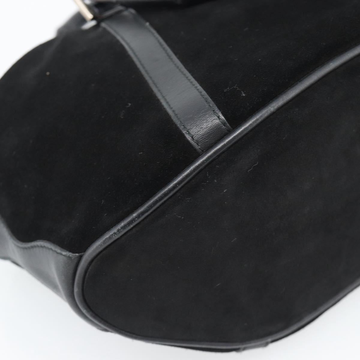 GUCCI Bamboo Hand Bag Suede Black Silver 002 1084 200047 Auth BA13607V