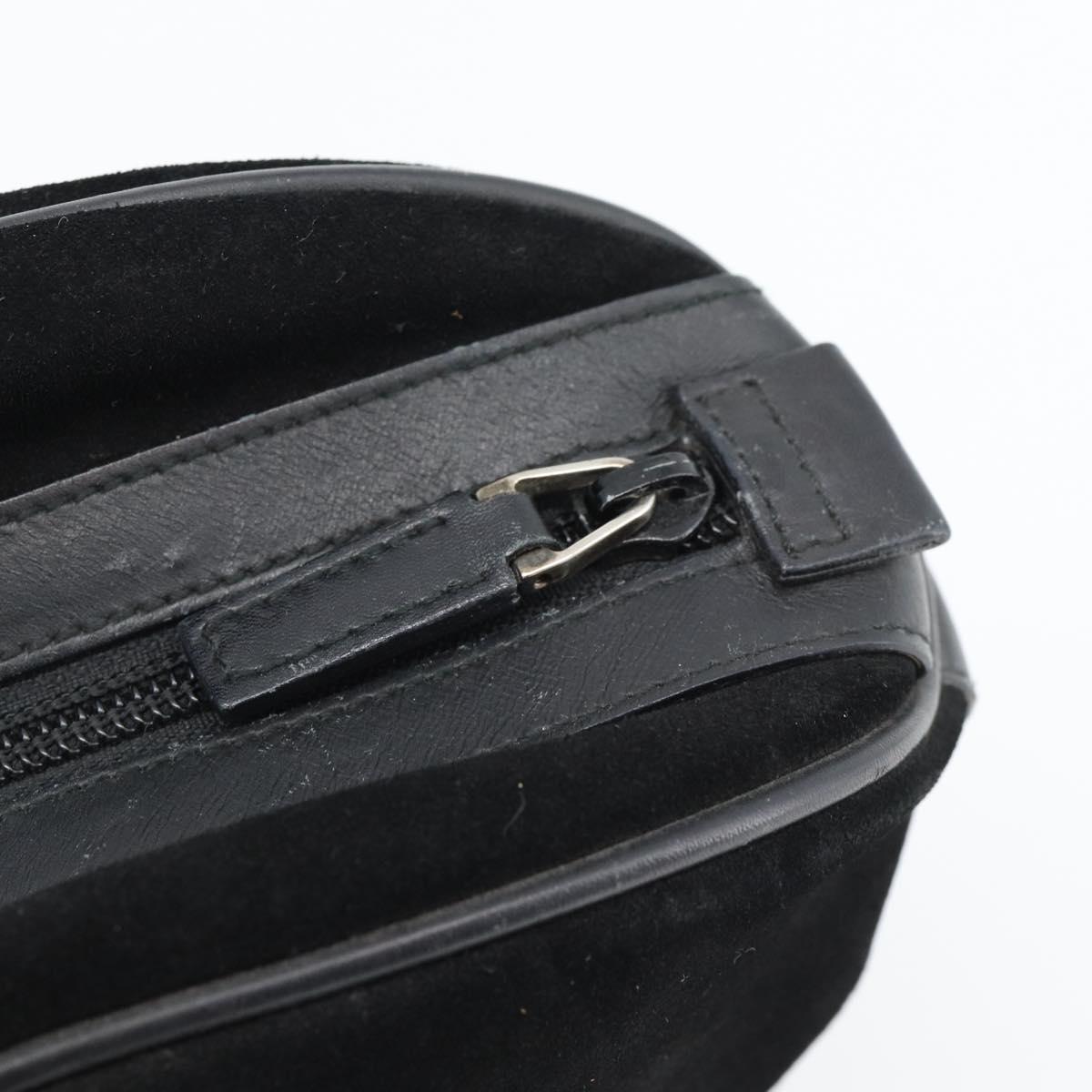 GUCCI Bamboo Hand Bag Suede Black Silver 002 1084 200047 Auth BA13607V