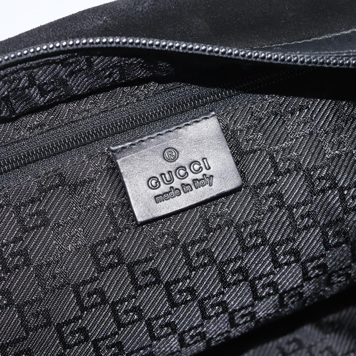 GUCCI Bamboo Hand Bag Suede Black Silver 002 1084 200047 Auth BA13607V