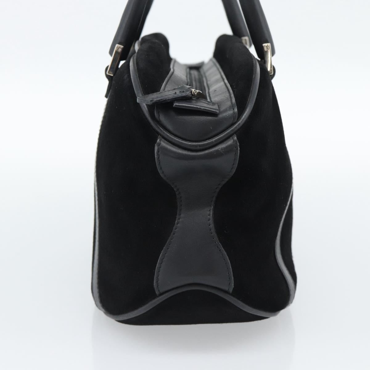 GUCCI Bamboo Hand Bag Suede Black Silver 002 1084 200047 Auth BA13607V