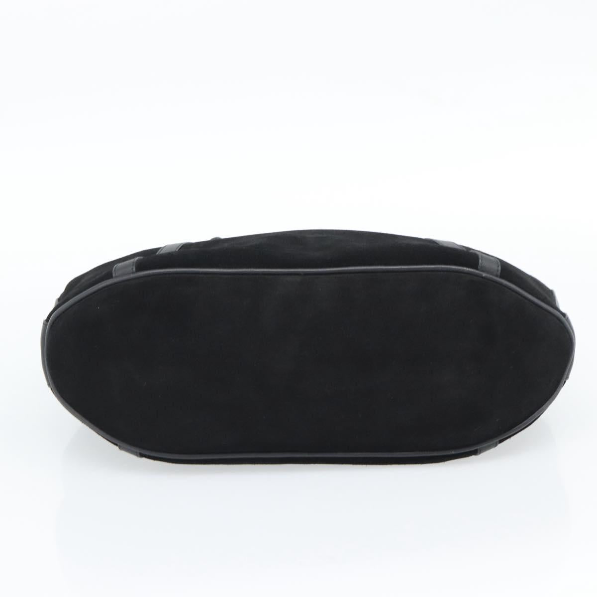 GUCCI Bamboo Hand Bag Suede Black Silver 002 1084 200047 Auth BA13607V