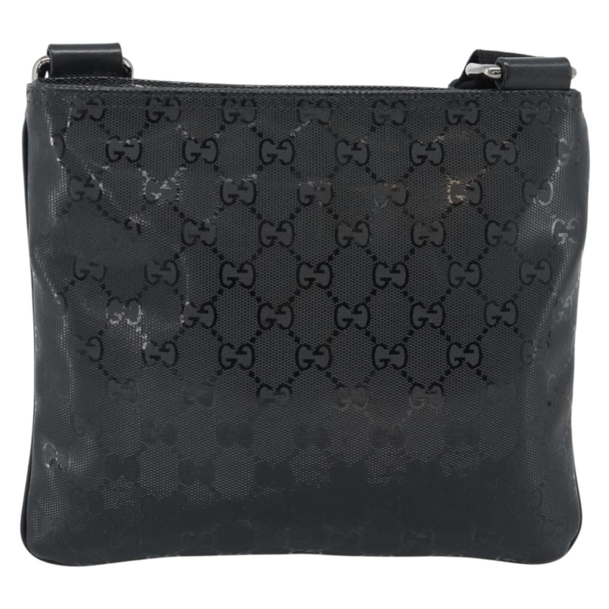 GUCCI GG Implementation Shoulder Bag PVC Black Silver Auth BA13608