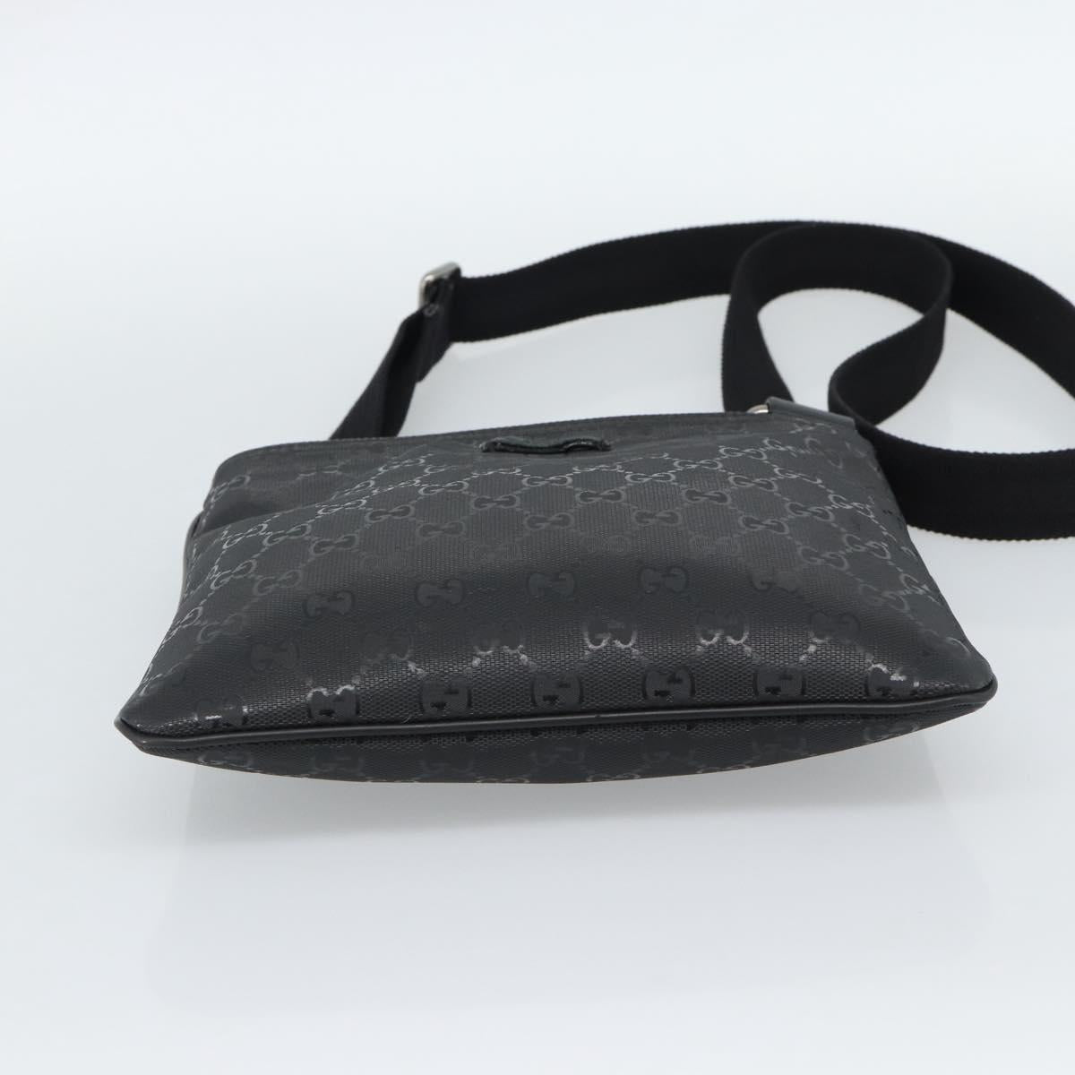 GUCCI GG Implementation Shoulder Bag PVC Black Silver Auth BA13608