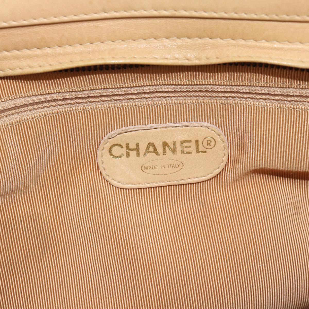 CHANEL Matelasse Hand Bag Lamb Skin Beige CC Auth BA13609V