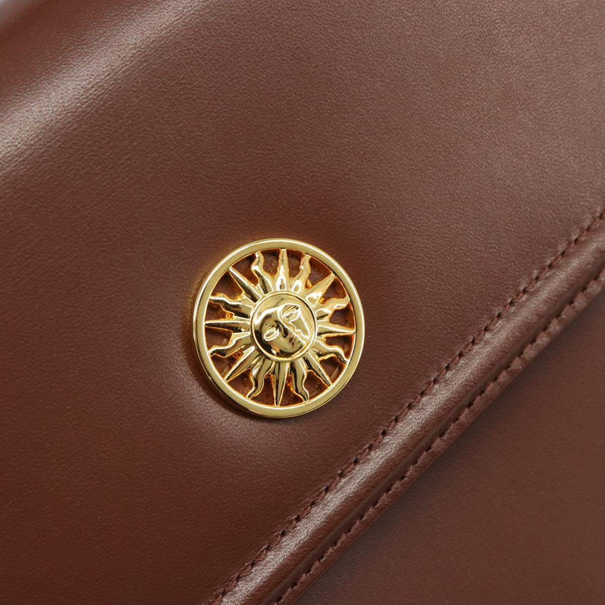 VERSACE Hand Bag Leather Brown Gold Auth BA13612A