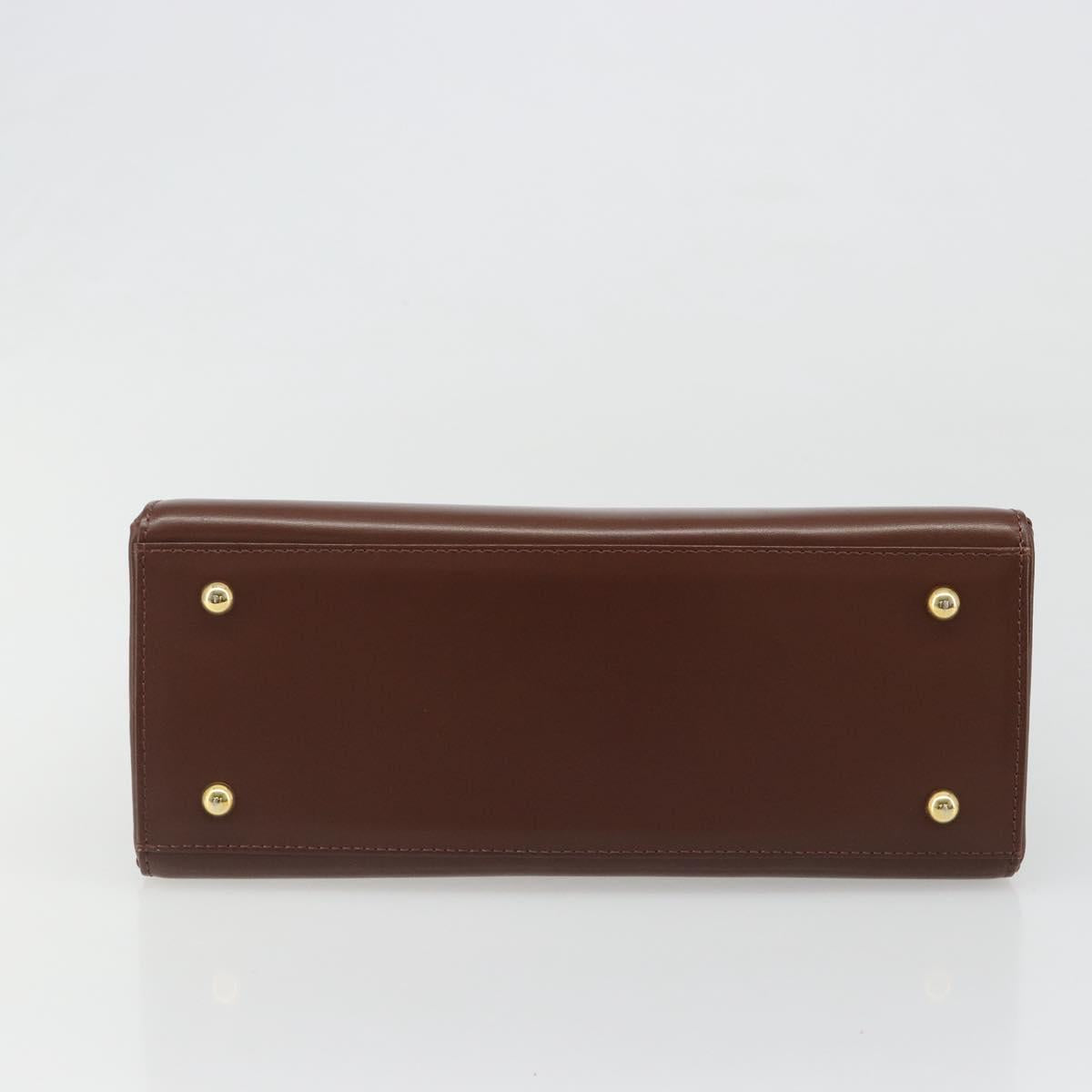 VERSACE Hand Bag Leather Brown Gold Auth BA13612A