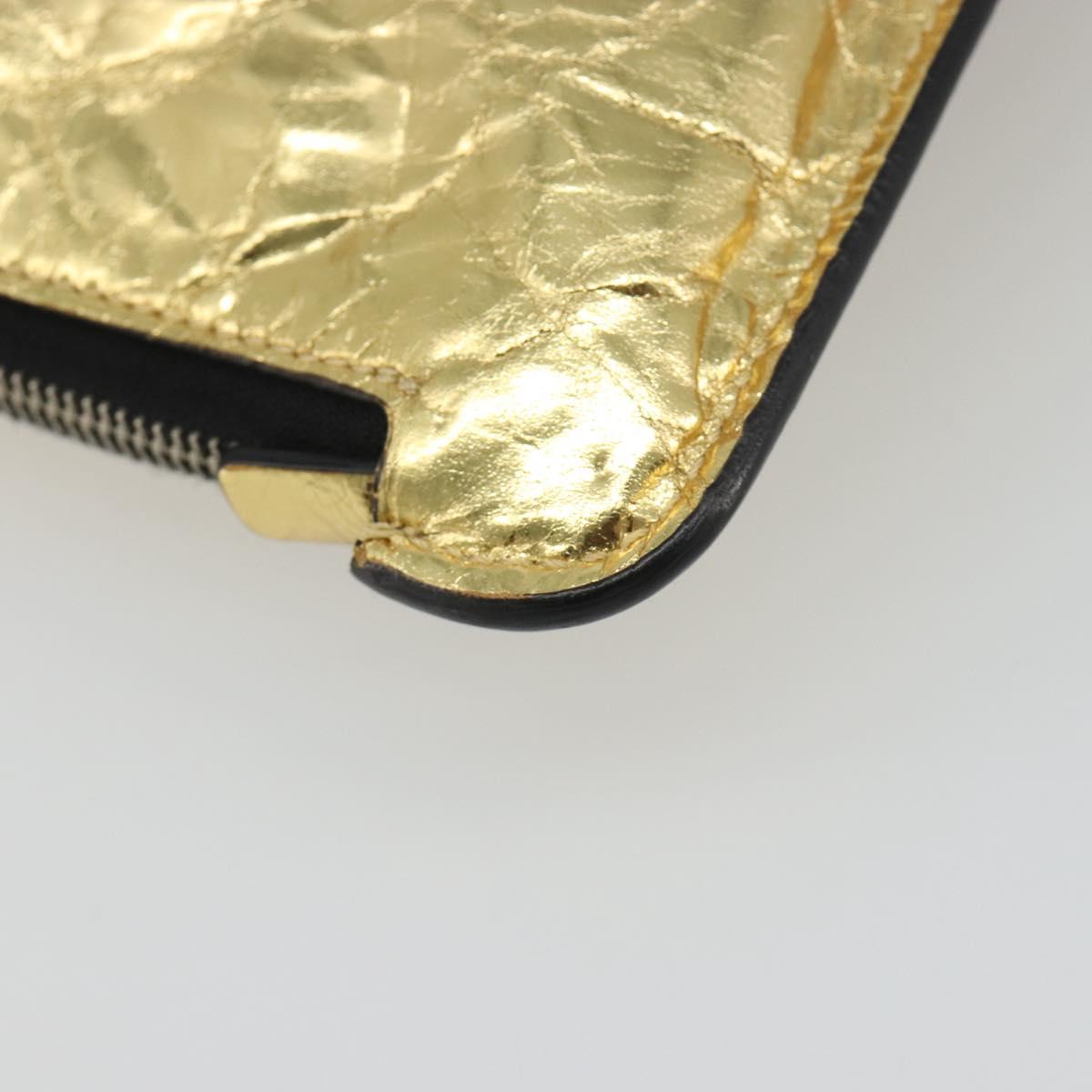 CHANEL Clutch Bag Leather Gold Tone Silver CC Auth BA13613SAM